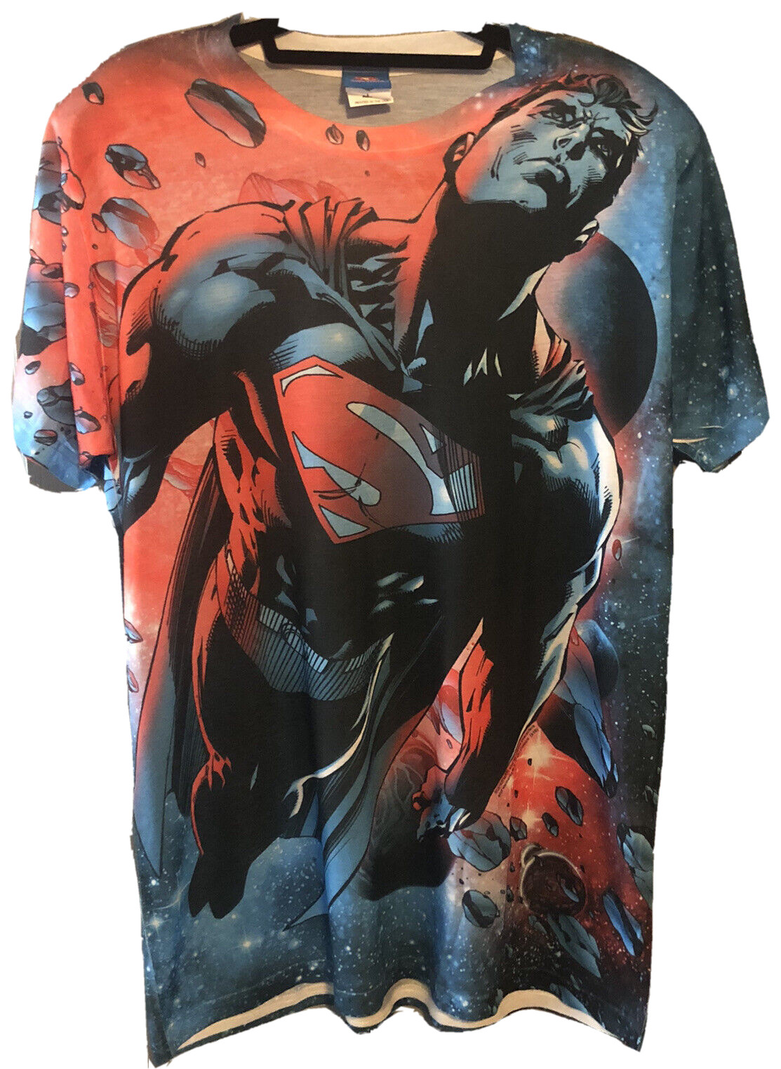 LogoVision Superman Red Sun (Front/Back Print) – Men’s L – All-Over Print (RARE)
