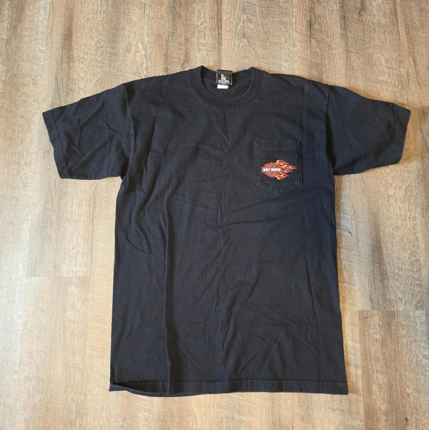 VTG Y2K Harley-Davidson Flame Pocket Tee Size L 2004 Biker Motorcycle Grunge USA