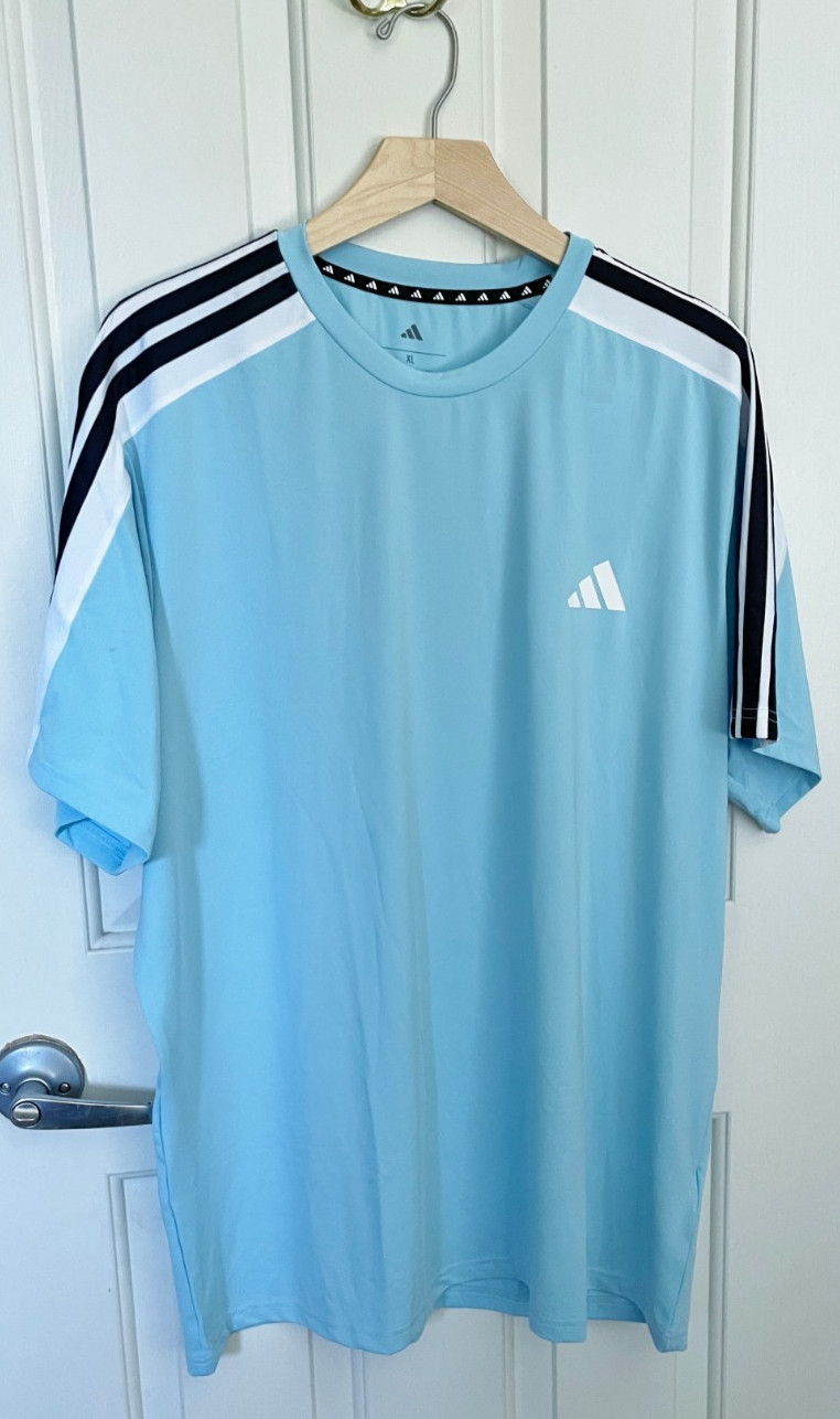 NEW Adidas Men’s 3-Stripe Active Tee L NWT Ice Blue
