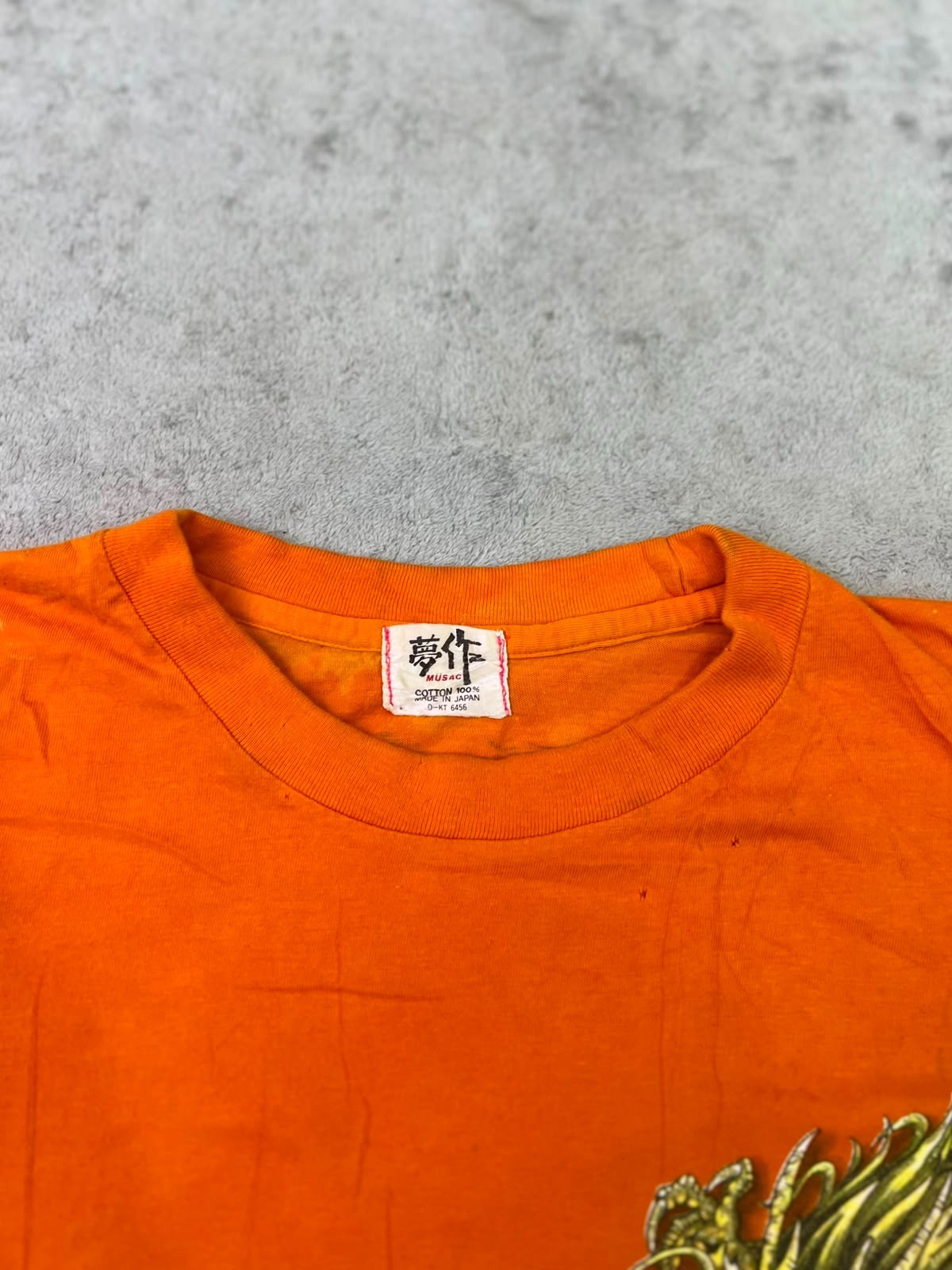Vintage Japanese Dragon Japan Orange Single Stitch Tee