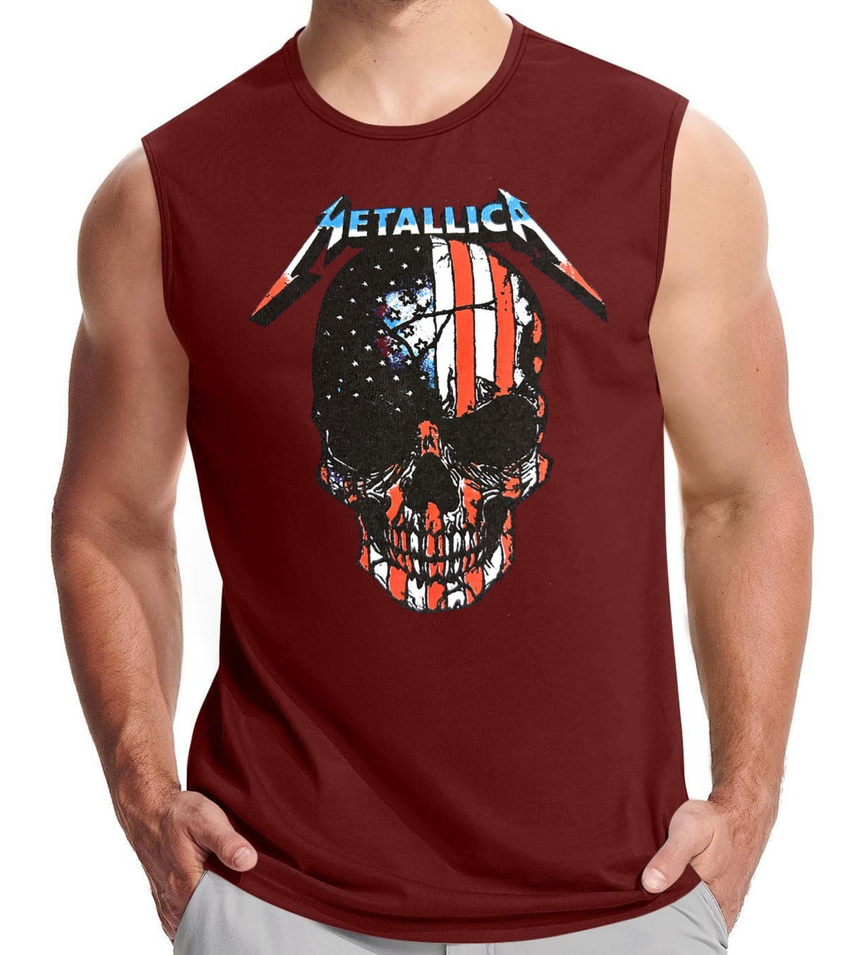 METALLICA AMERICAN SKULL PUNK ROCK Band Muscle Shirt (multiple colors)