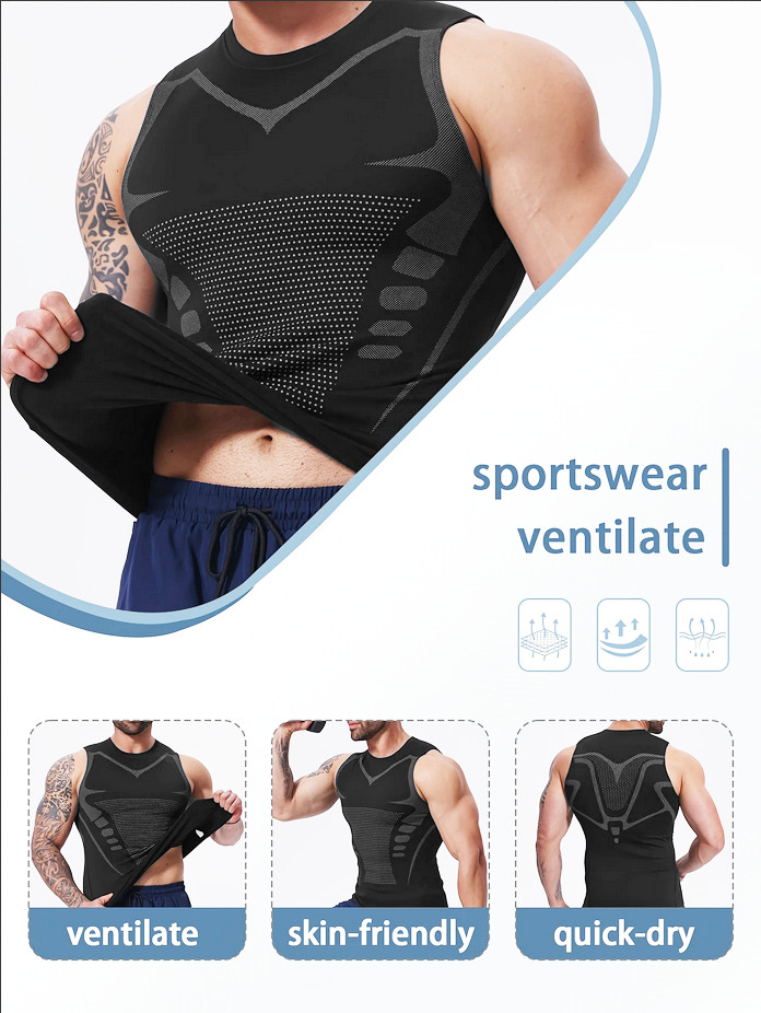 Men Compression Tank Top Workout Shirt Male Slimmer Body Shaper Vest Running Gym