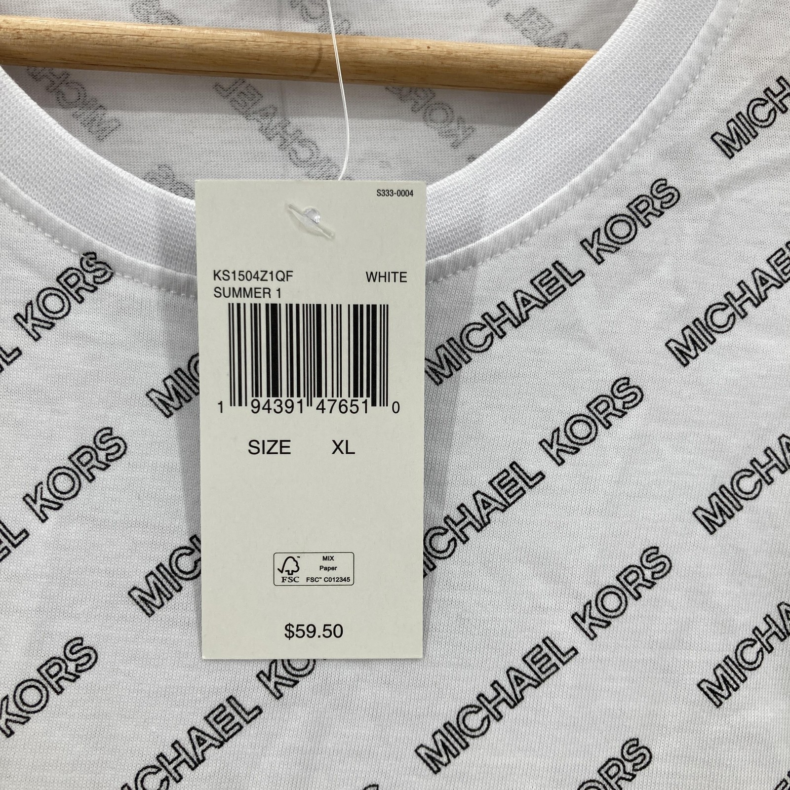 Michael Kors Shirt Mens XL White Allover Logo Tee T-Shirt Cotton Crewneck Print