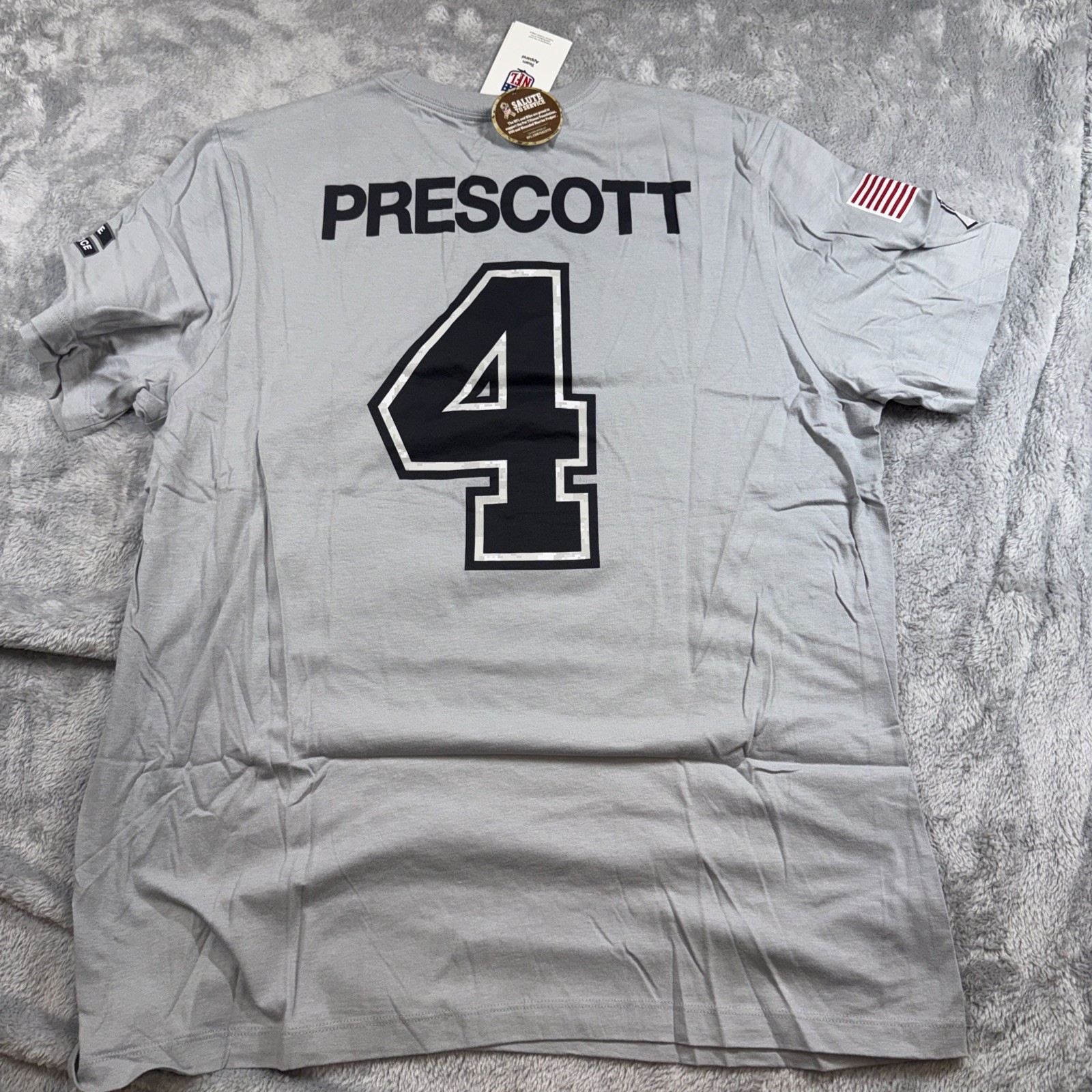 Nike Dallas Cowboys Dak Prescott Mens XL Grey Salute to Service T-Shirt