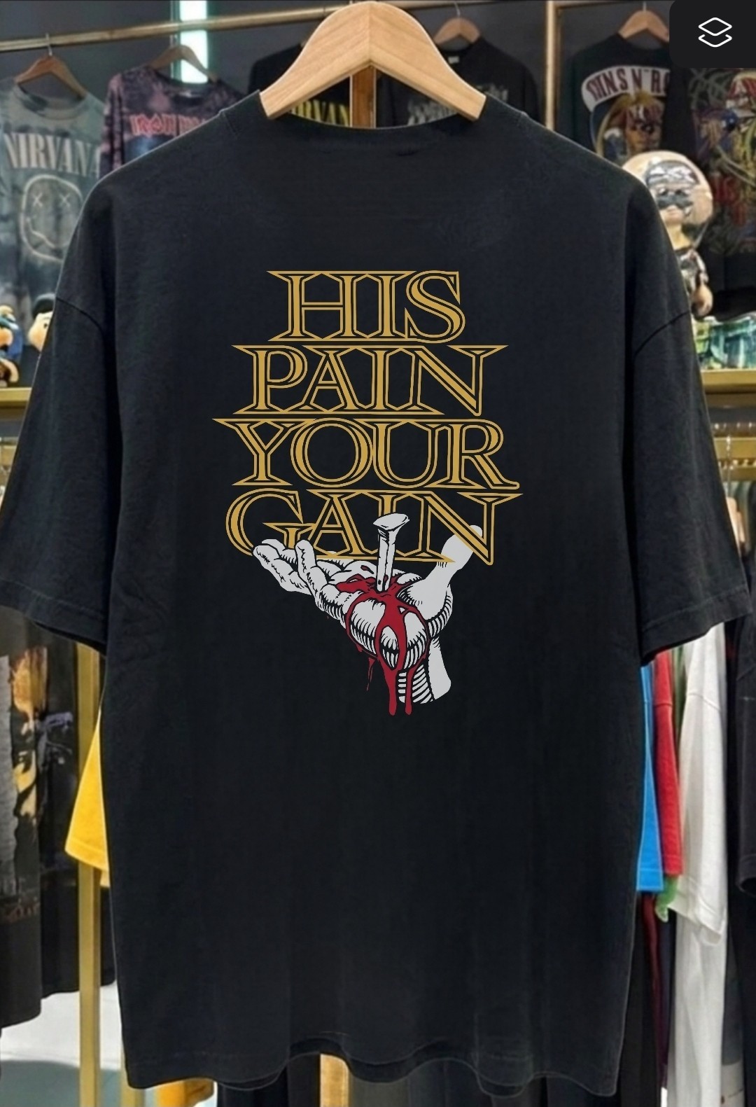 VNTG REMAKE LORDS GYM HIS PAIN ON A SHAKA HEAVYWEIGHT GARMET SHIRT “MODERN”