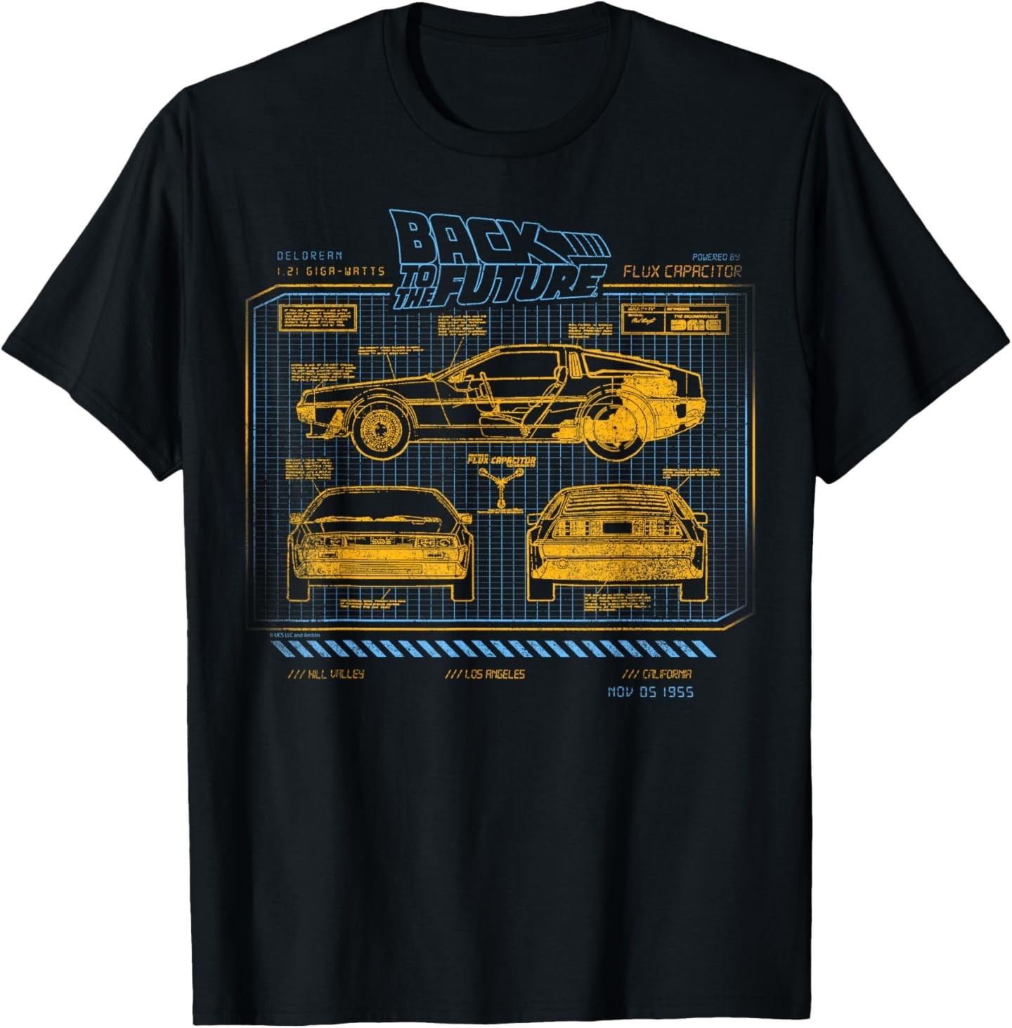 Back to The Future 35th Anniversary Delorean Schematics T-Shirt