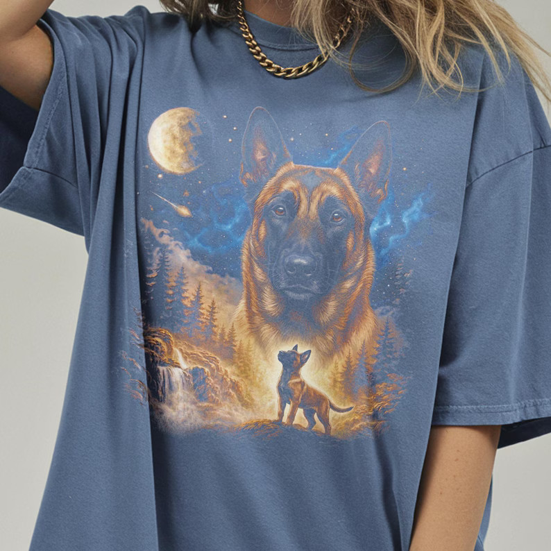 Comfort Tee Belgian Malinois Howling Dog Graphic Design Soft Top