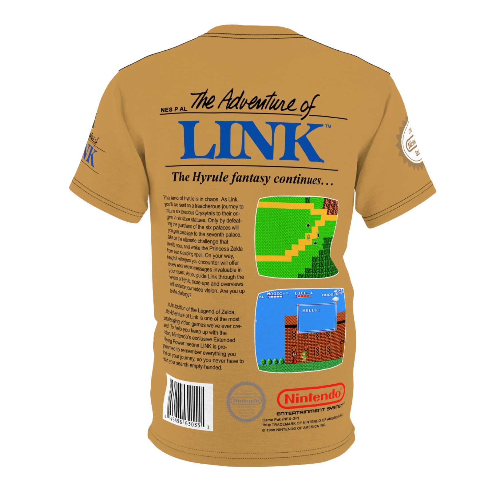 Zelda II: The Adventure of Link 1998 NES Retro Nintendo Video Game Cover T-Shirt