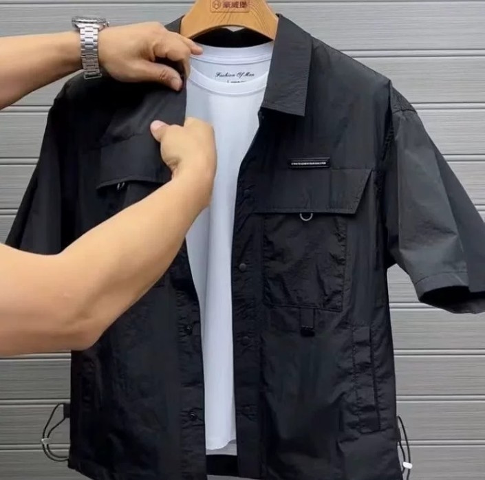 Summer New Outdoor Multi Pocket Quick Drying Short Sleeved Shirt