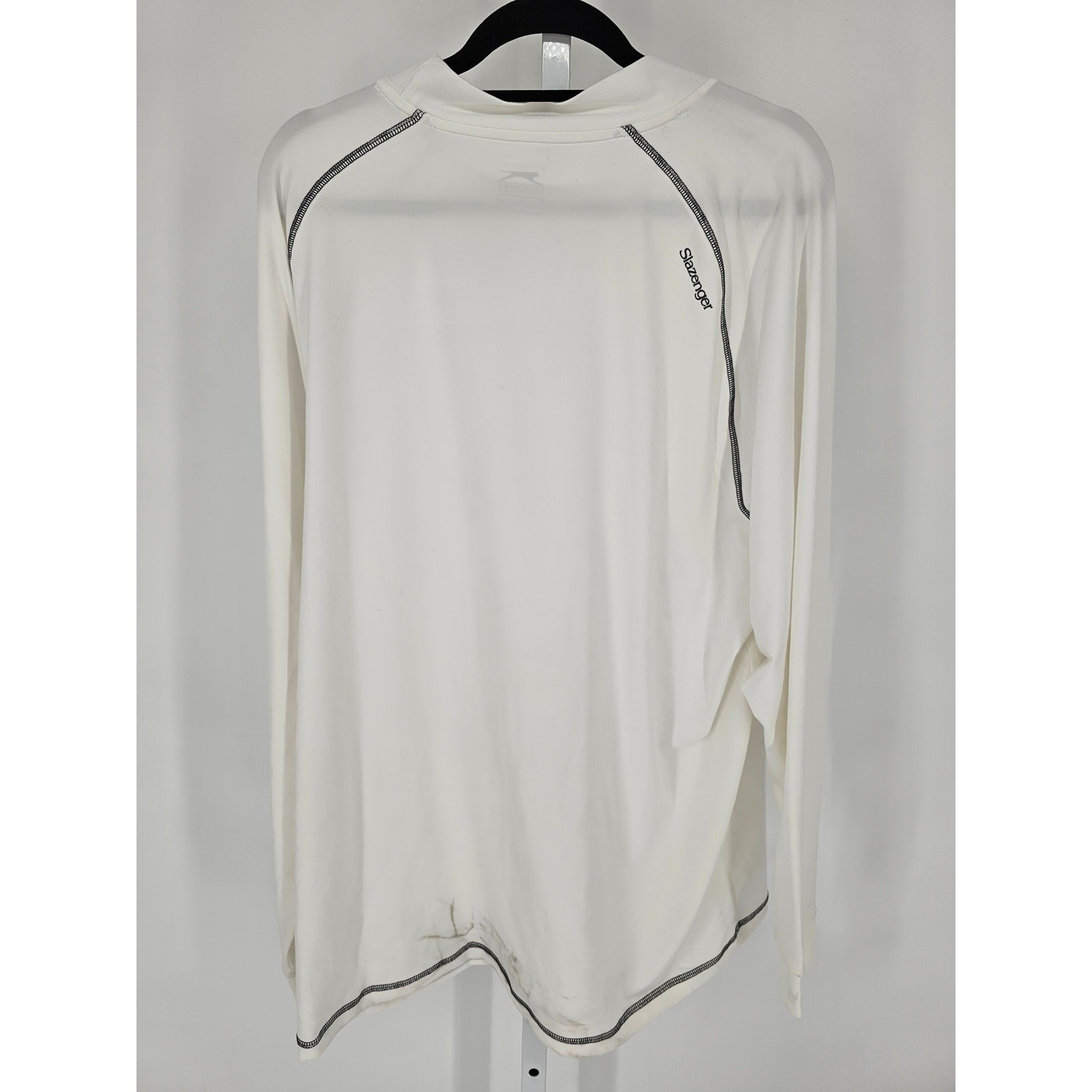 Slazenger Mens Sz XXL Long Sleeve Mock Neck Athletic T Shirt Solid White NEW