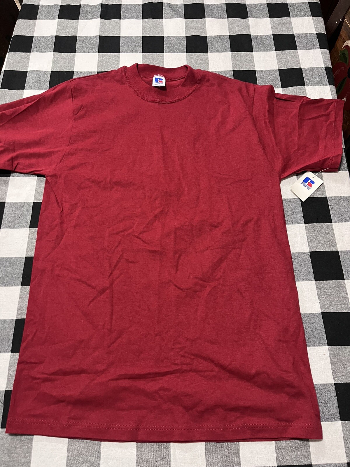 Russell Athletic Maroon Blank T-Shirt Size M USA Made Burgundy Nwt New