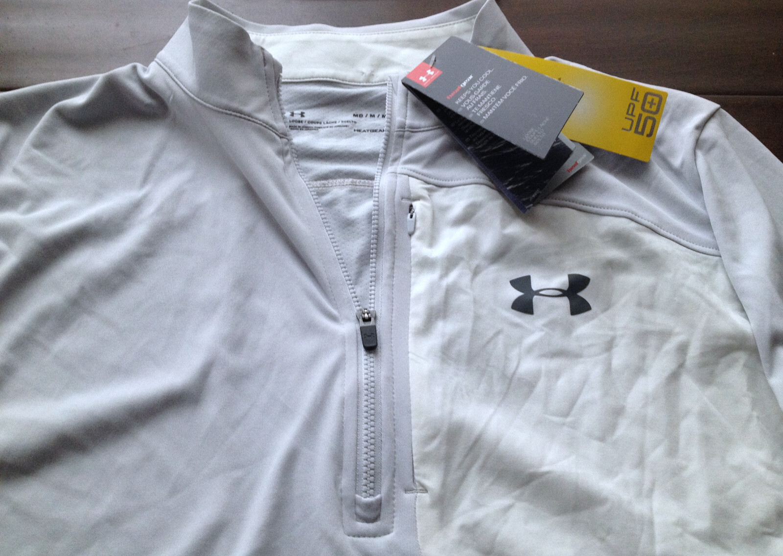 【New】Under Armour Men’s【UA Tech 1/2 Zip UPF 50 Pullover T-Shirt】Light Grey @M