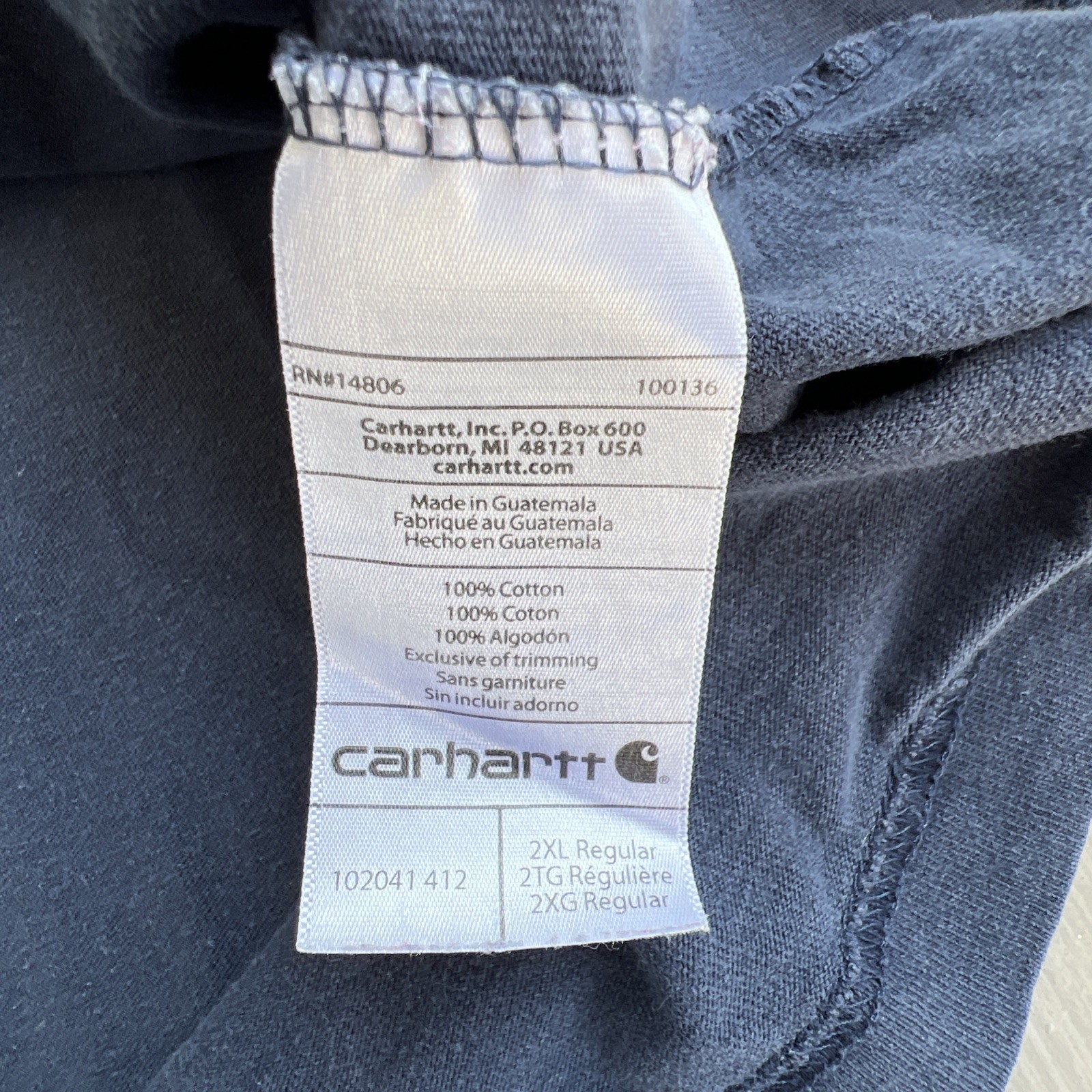 Carhartt Original Fit Mens 2XL Navy Pocket Tee Bridge Graphic Distressed Faded