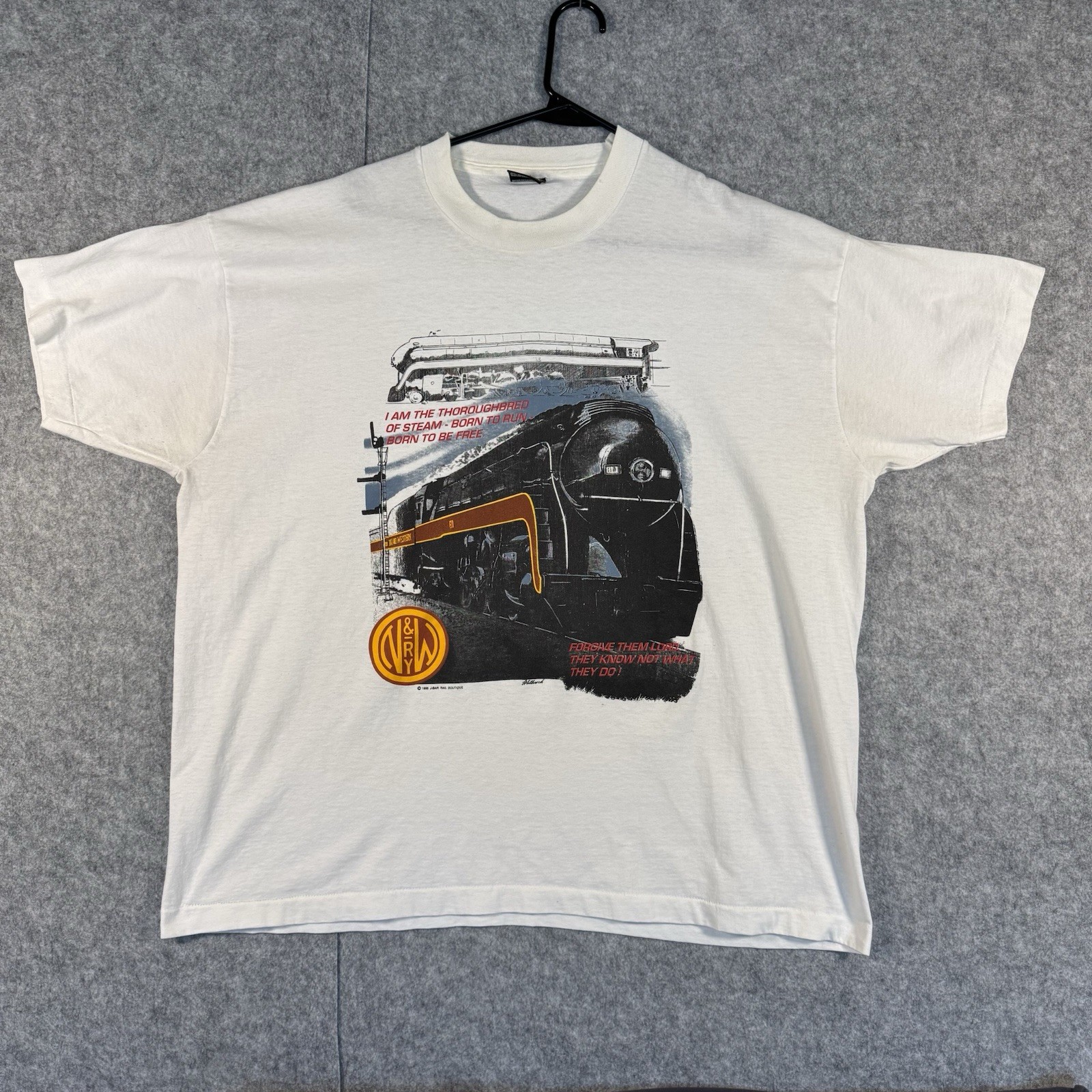 Vintage 1995 Norfolk & Western Railway T Shirt Steam Engine Trains XXL