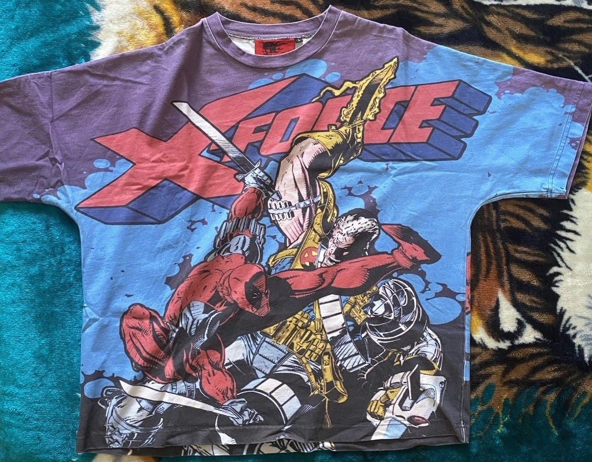 Deadpool X-Men X-Force Cable ART FOR VILLAINS All-Over T-Shirt Large Marvel 90’s