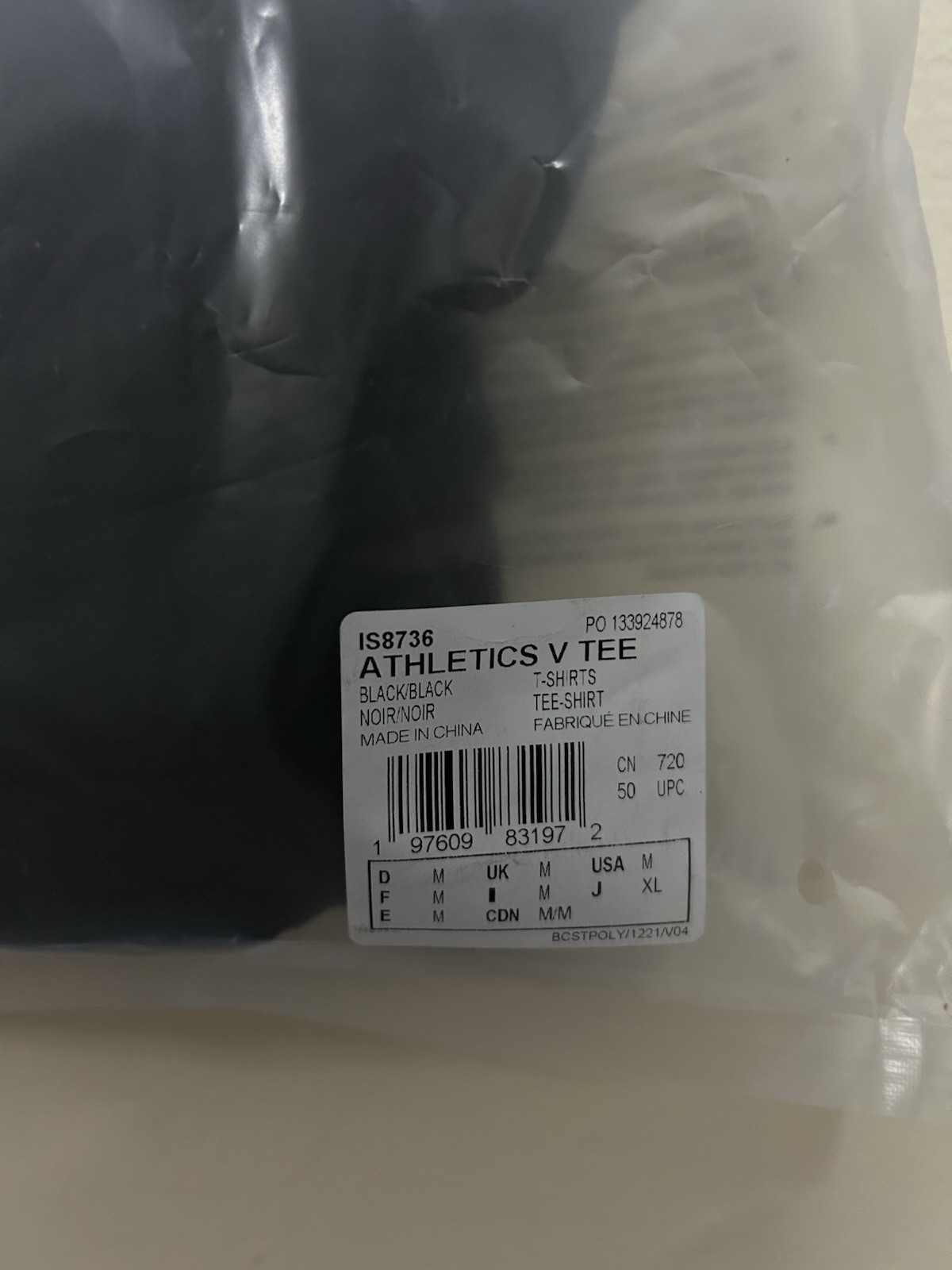adidas Fear of God Athletics V Tee IS8736 Black V-Neck Short Sleeve T-Shirt M