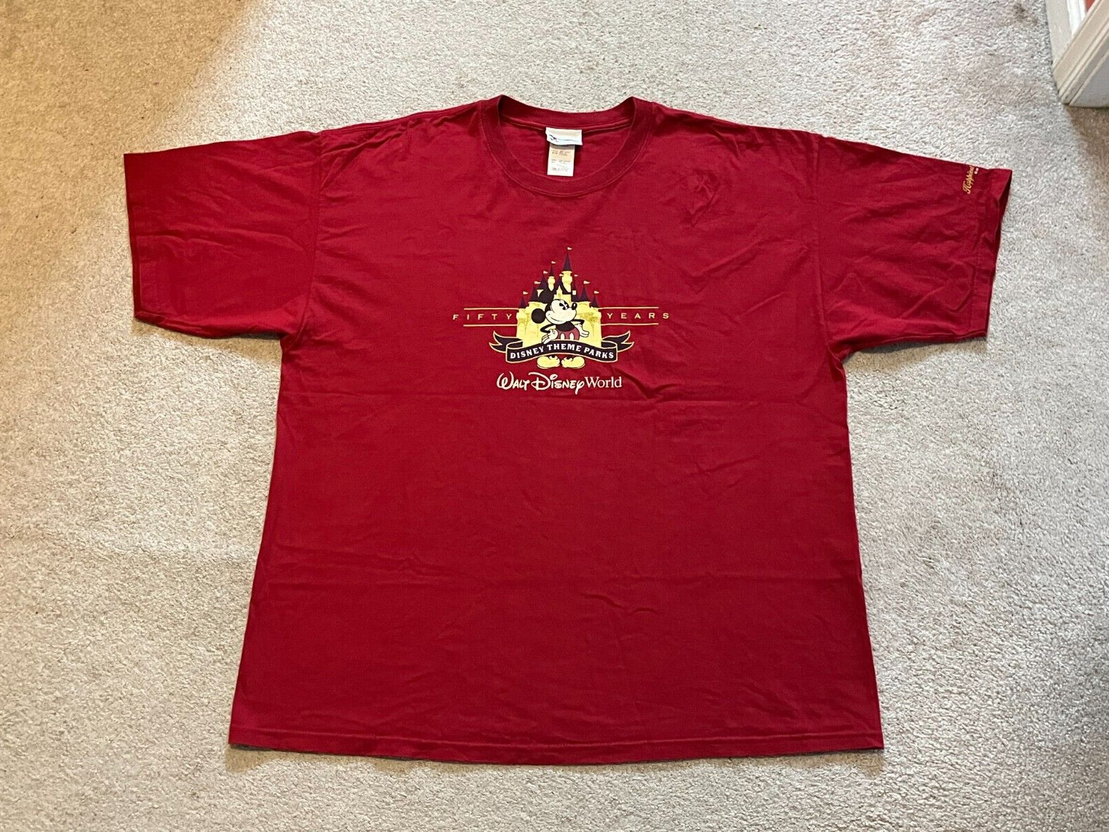 Fifty Years Disney Theme Parks Disney World Red 2XL Happiest Celebration Shirt