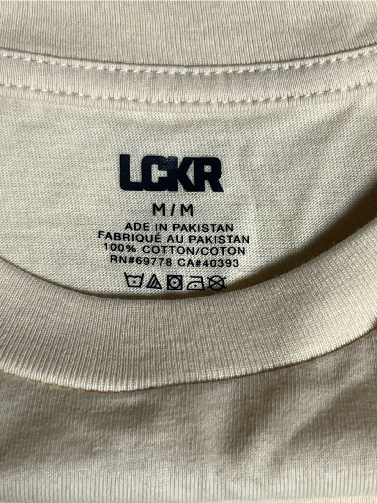 LCKR Men’s Medium Cream Basic T Shirt 100% Cotton Short Sleeve Casual Tee New