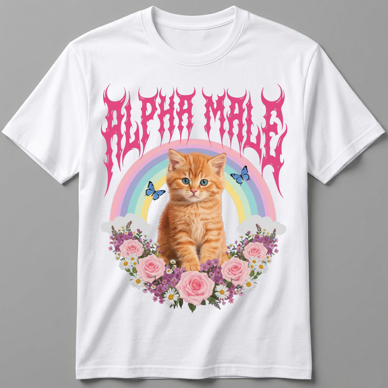 Funny Alpha Male Shirt Cute Kitten Rainbow Graphic Tee Sarcastic Men Women Gift