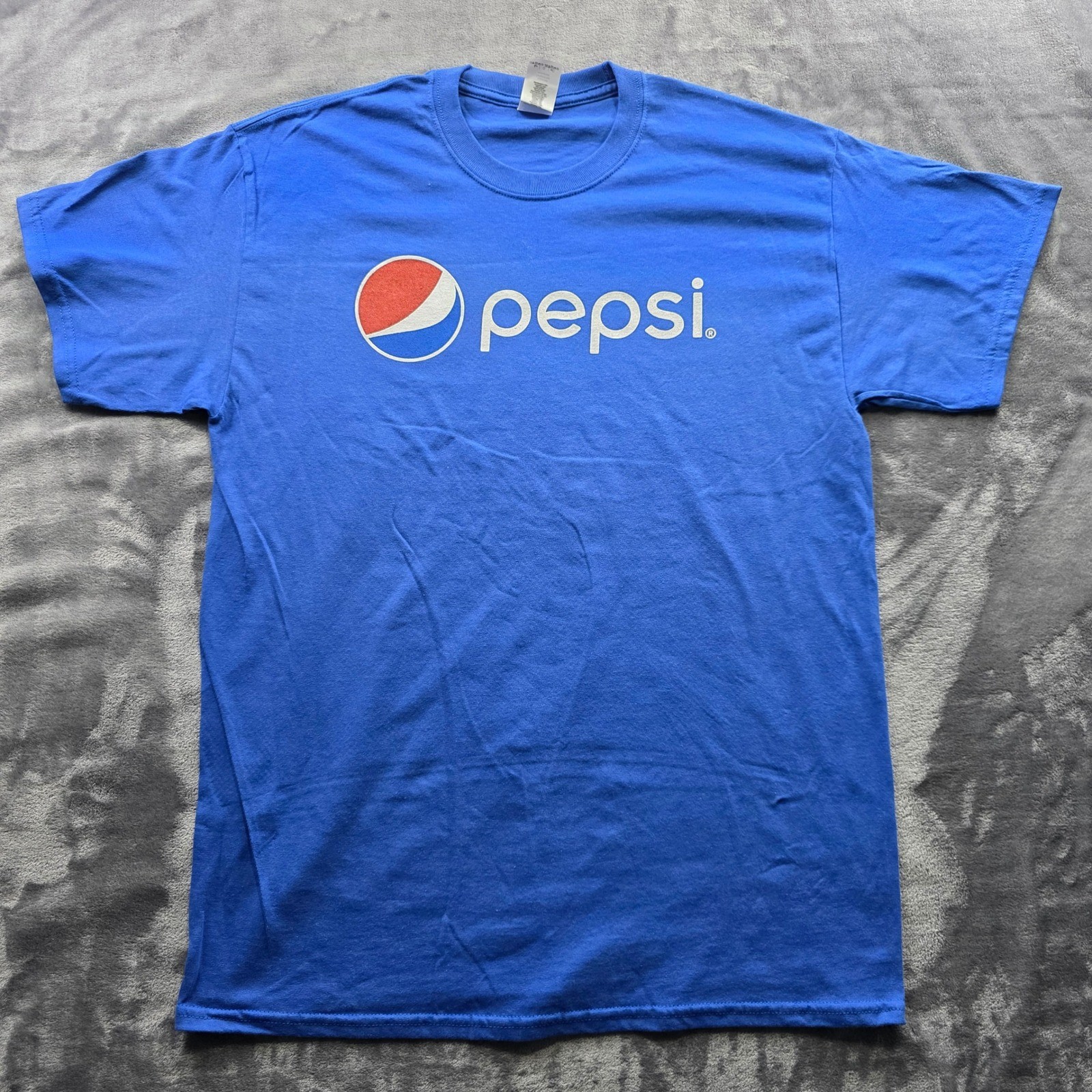 Gildan Pepsi T-Shirt Large Blue Mens Regular Fit Cotton Graphic Logo Soda Pop