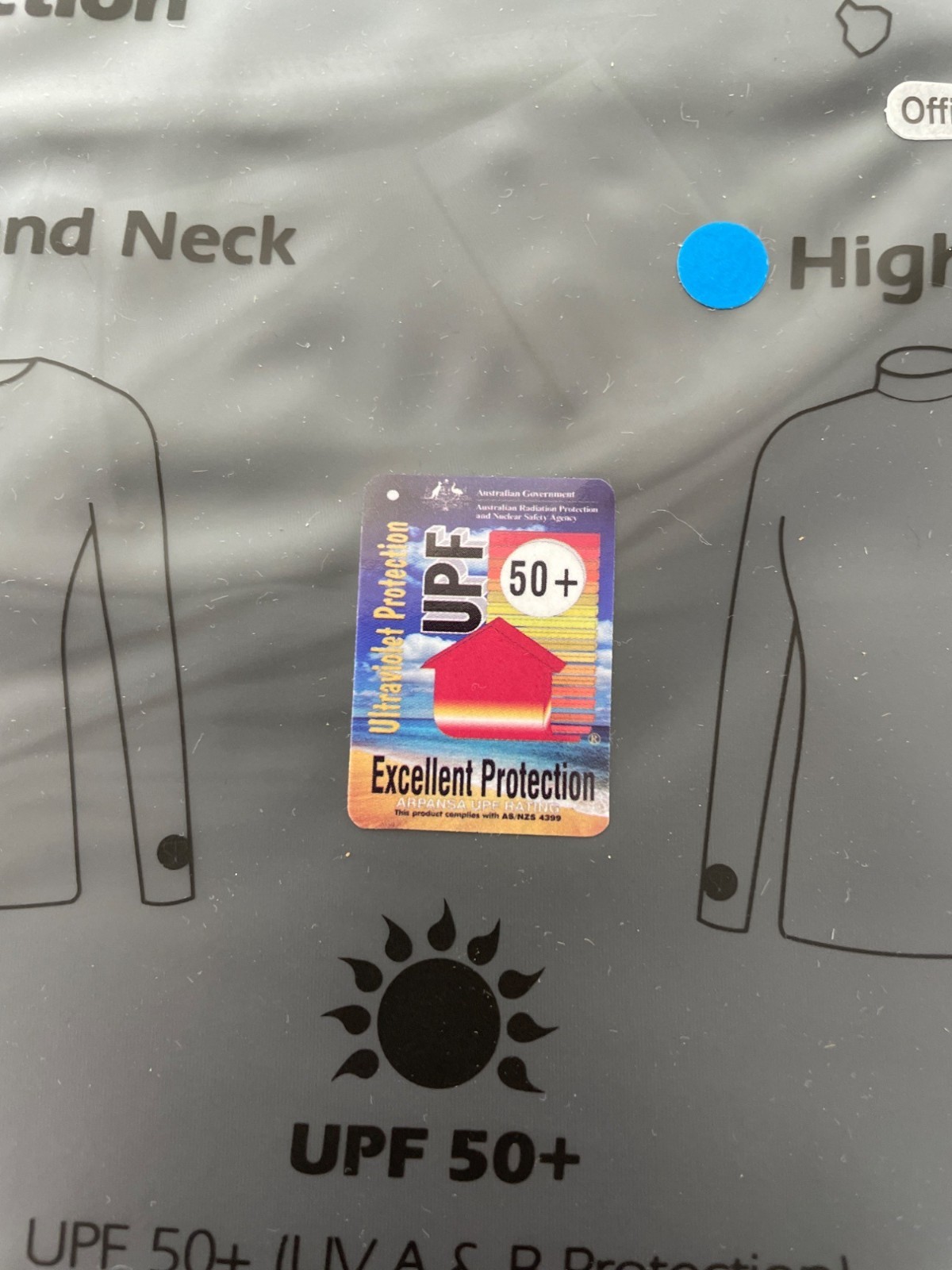 SPArms Men High Neck Sun Protection Body Shirt Size Large UPF 50+ Black Outdoor