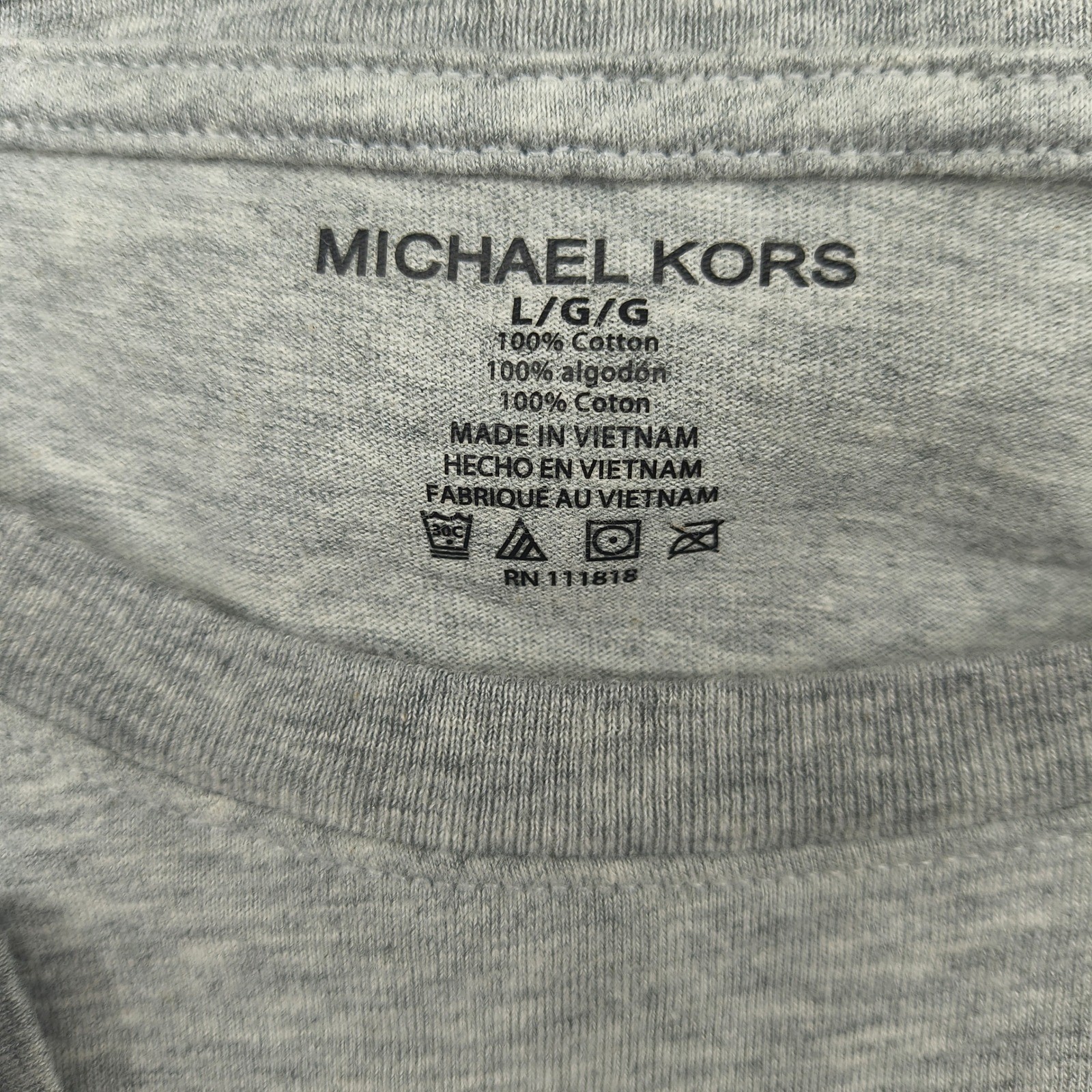 Michael Kors Mens Heather Gray Long Sleeve Logo T-Shirt Size Large 6BR6K11011