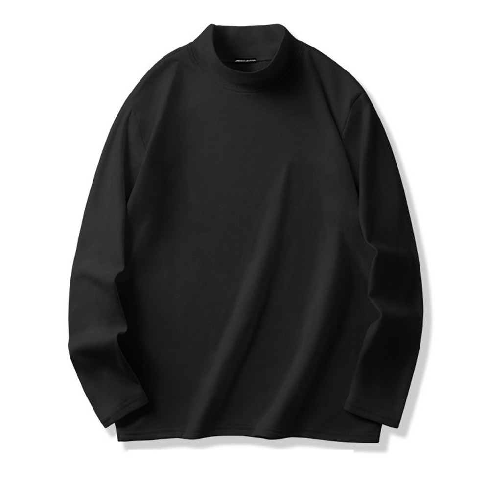 Casual Men Half Turtleneck Inner Layer Long Sleeve Top Loose Fit for Daily Wear