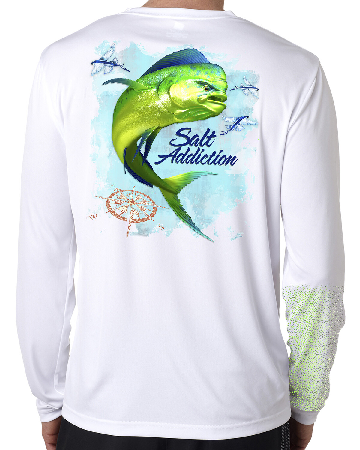 Salt Addiction t shirt long sleeve performance microfiber fishing 50+ Mahi