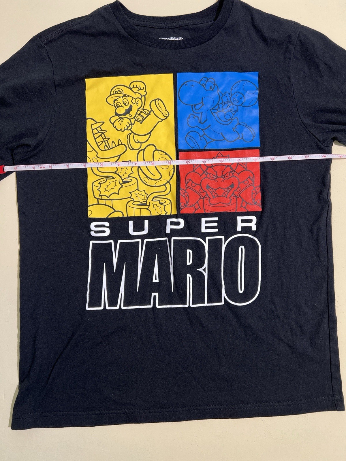 Super Mario T-Shirt Charcoal Graphics Size XL (14/16) Very Good