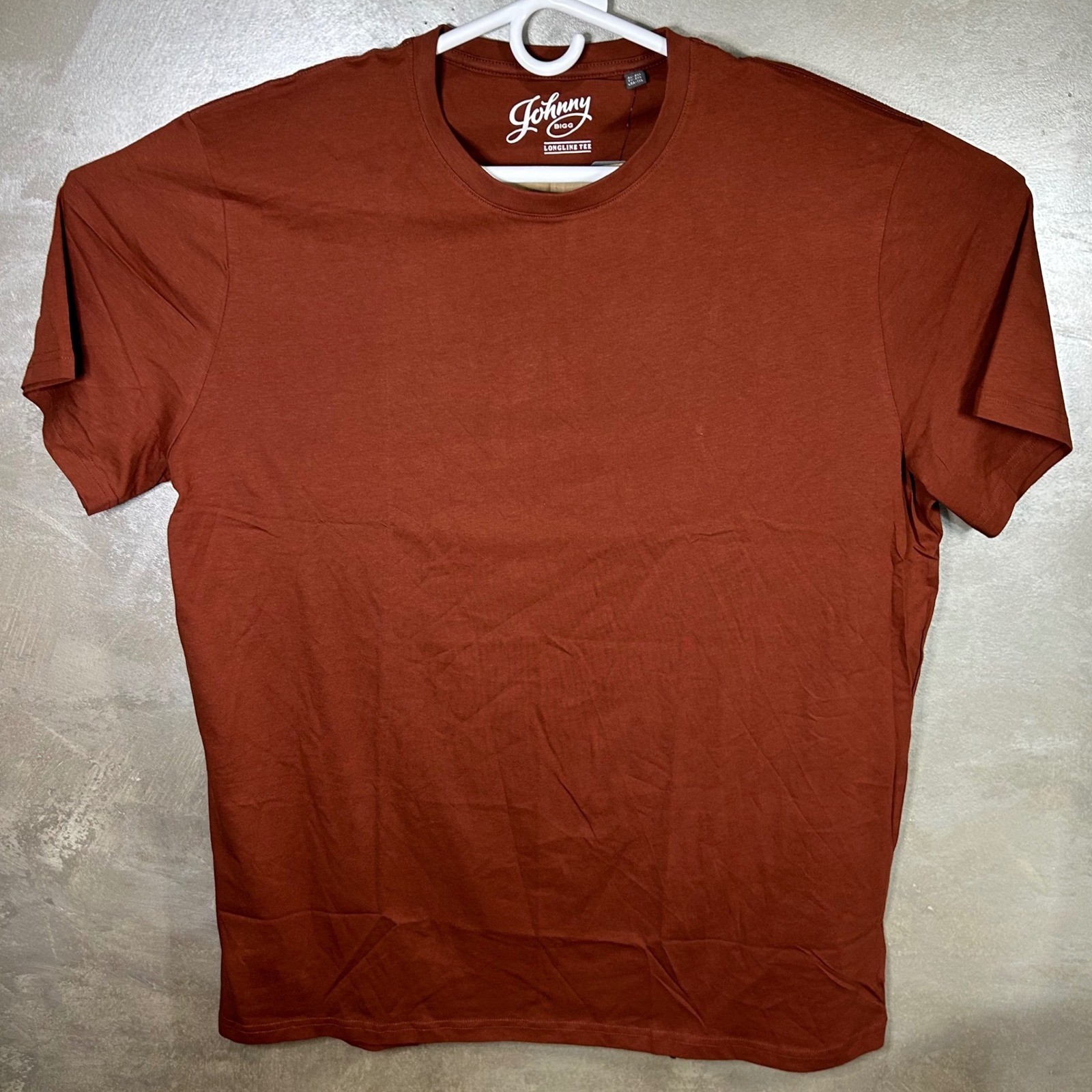 Johnny Bigg Mens Essential Longline Scoop Tee T-Shirt Sienna XL NWT