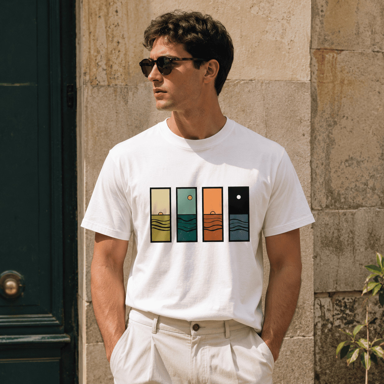 Sunset Graphic T-Shirt Retro Summer Beach Aesthetic Casual Tee