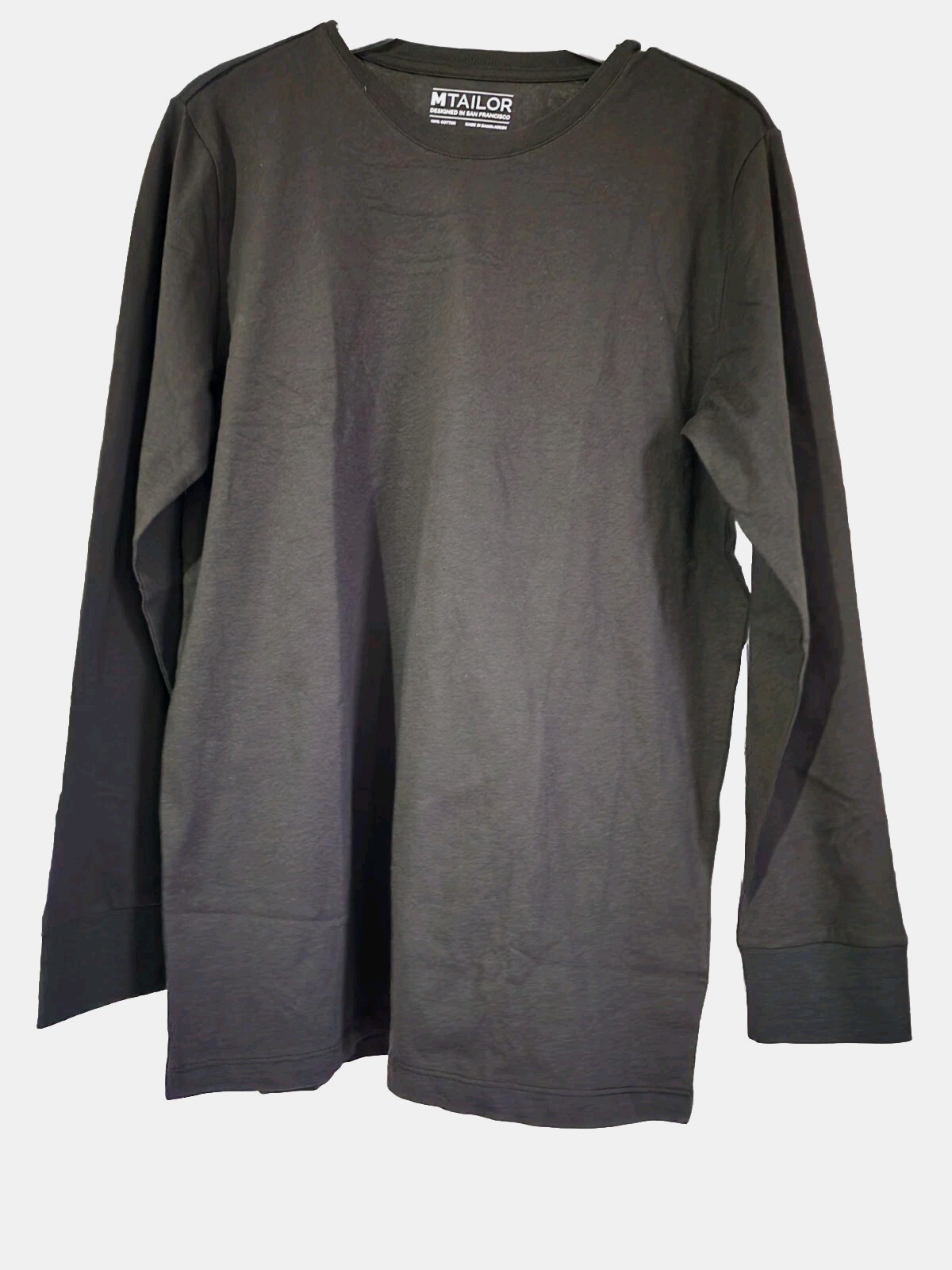 MTailor Men’s Solid Long Sleeve Cotton T-Shirt Black New Size Large