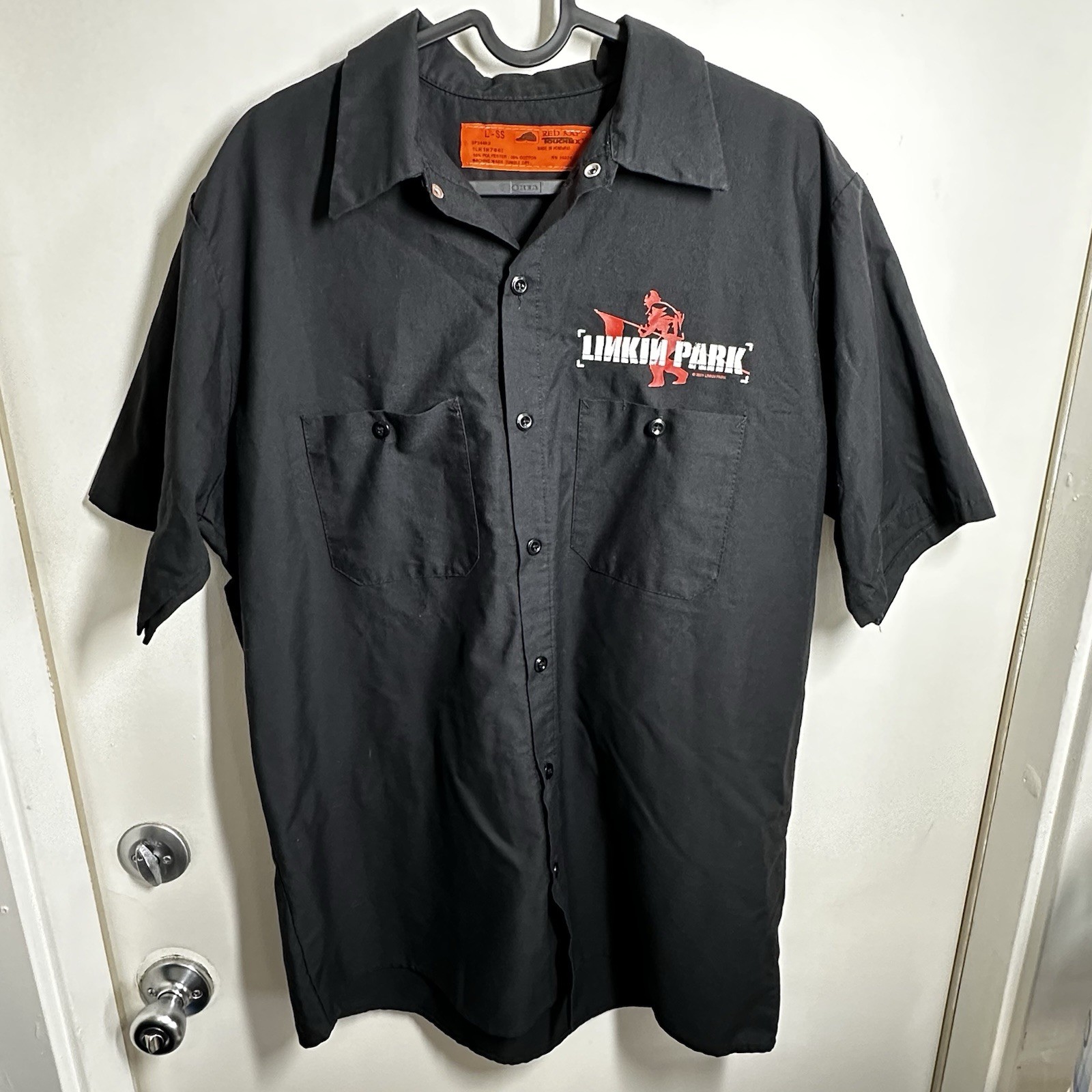 Vintage 2001 Linkin Park Button Up T Shirt LARGE Black Red Kap Men RARE Band