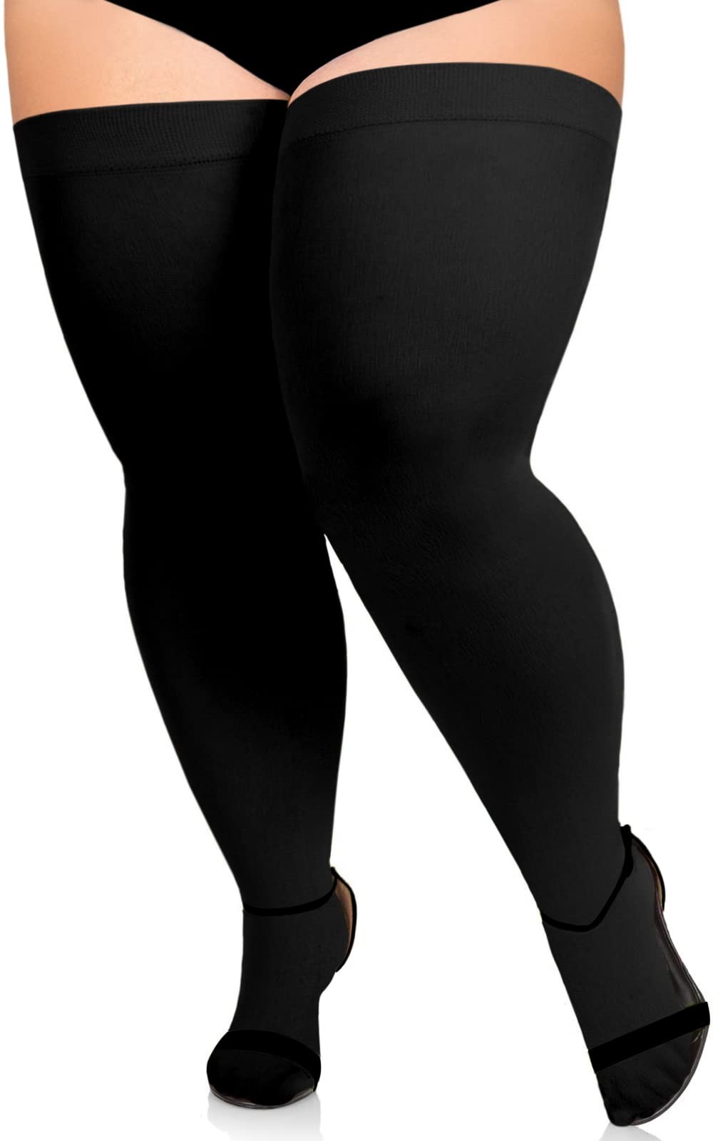 Plus Size Thigh High Stockings for Thick Thighs- Extra Long Womens Opaque Ove…