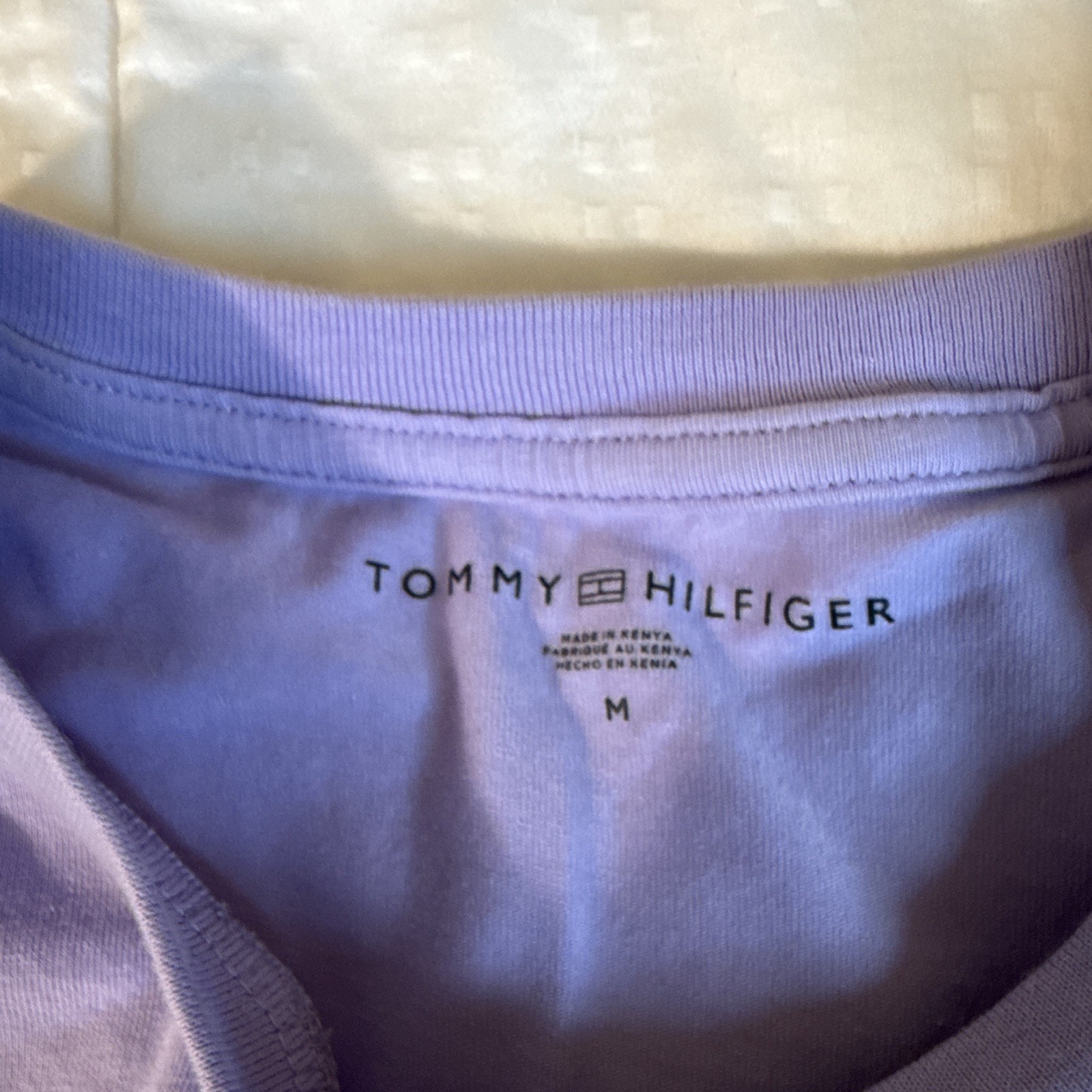 Tommy Hilfiger Purple Logo Solid Crewneck Short Sleeve Knit Cotton Tee Men’s M