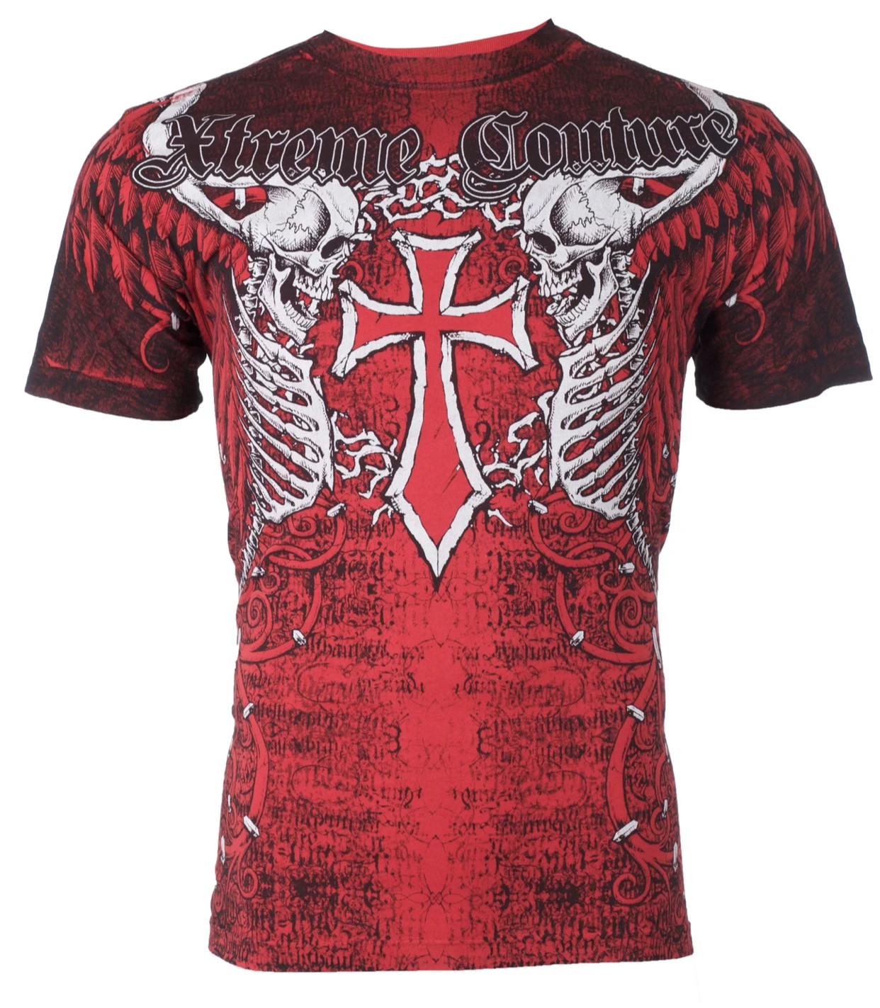 Xtreme Couture Affliction Men’s T-Shirt AFTERSHOCK Skull Red Tattoo Biker M-3XL