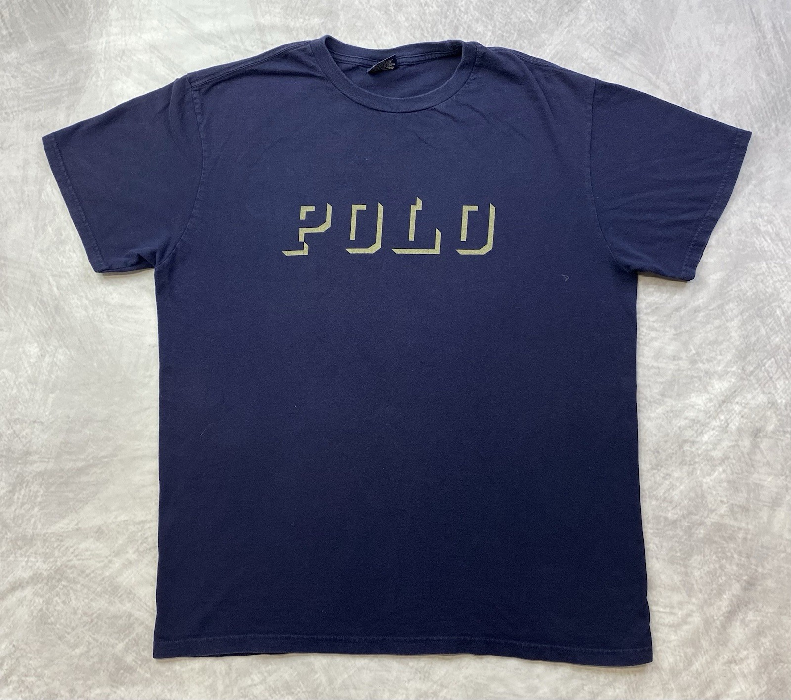 VTG 90s Polo Ralph Lauren Spellout Graphic T Shirt Navy Large Polo Sport