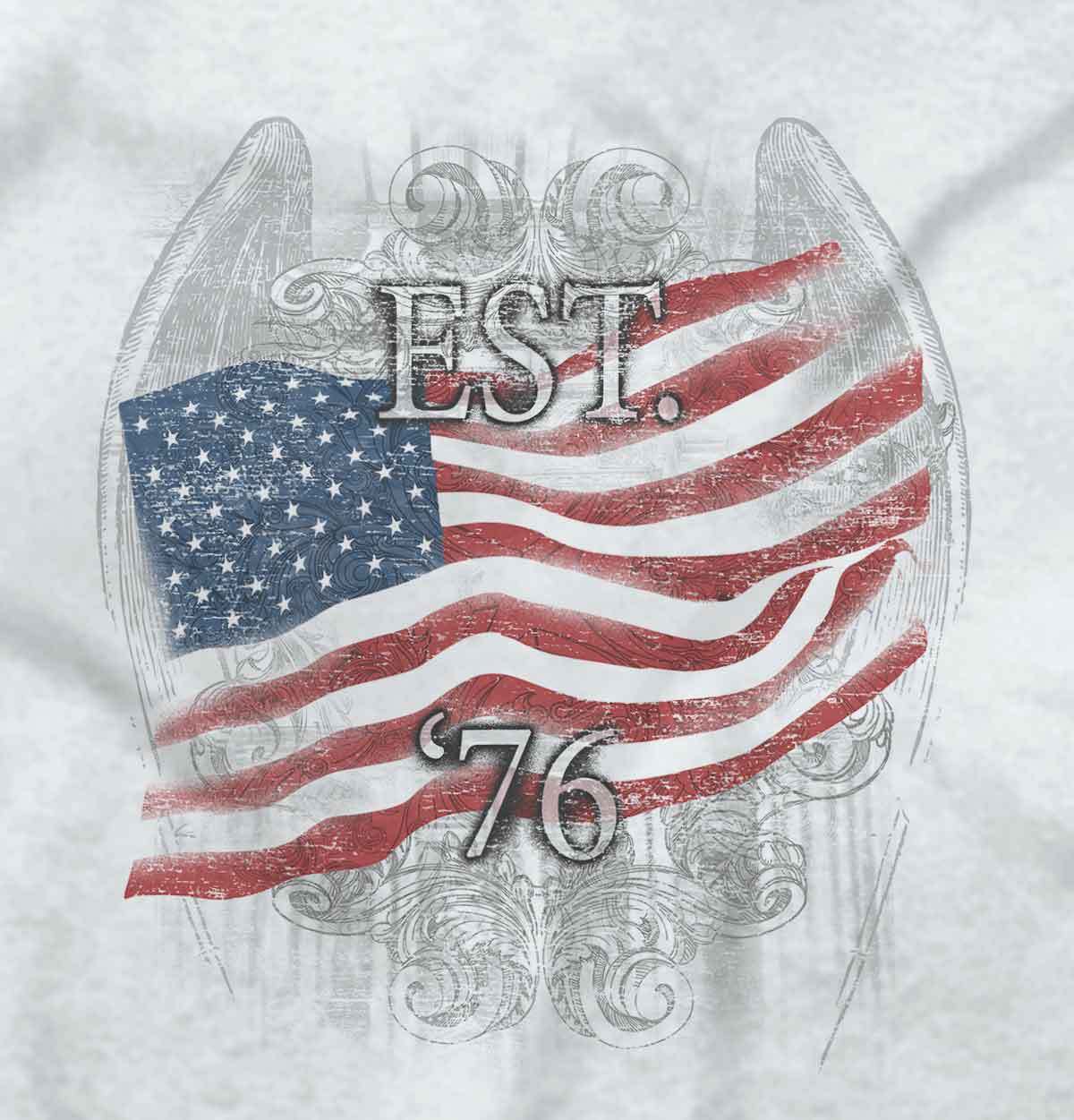 American Flag USA Patriotic United States Adult Short Sleeve Crew T Shirt