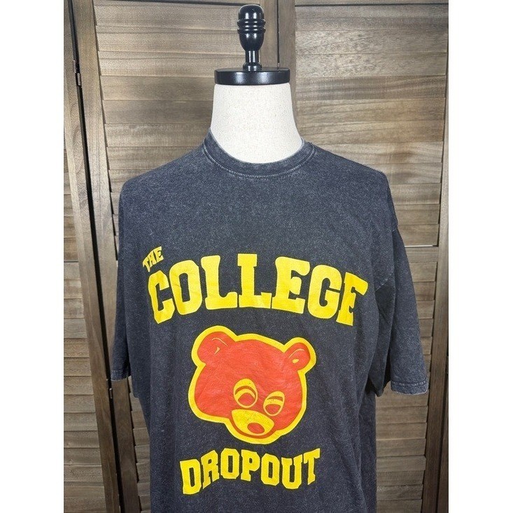 Kanye West The College Dropout Bear Graphic T-Shirt 3XL Charcoal Mineral Wash