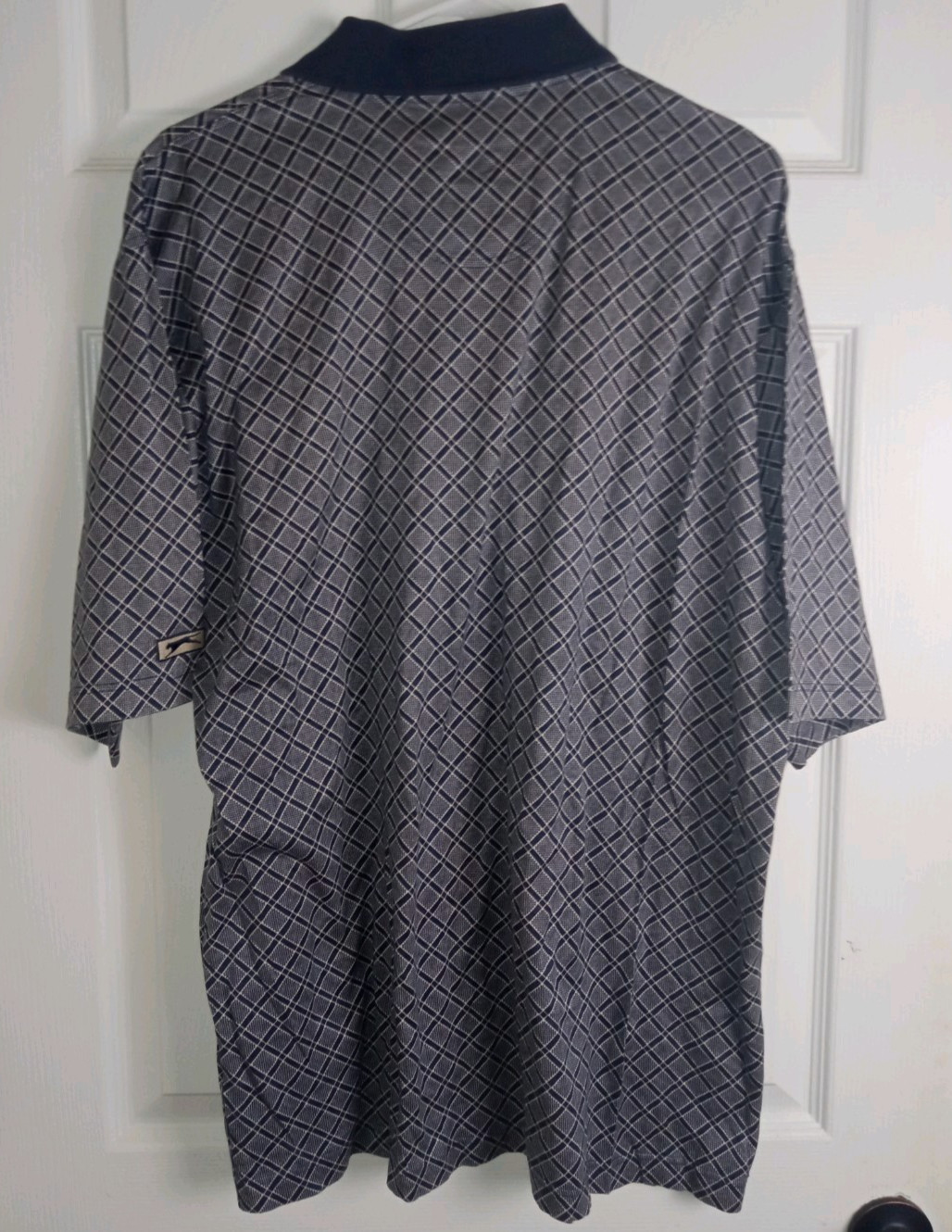 Slazenger Men’s Plaid Blue White Geometric print Polo Shirt Size L