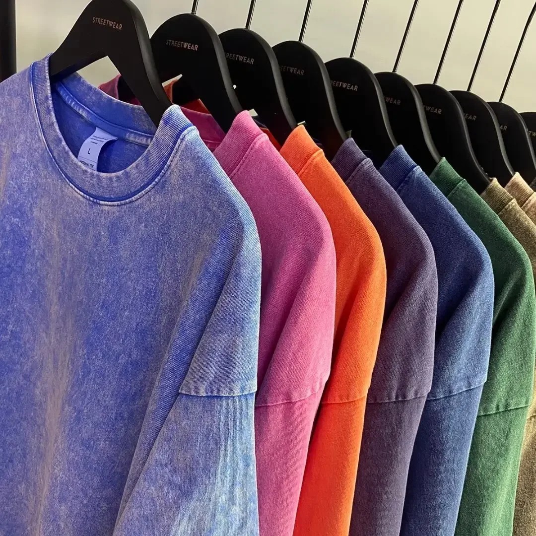 Men’s Oversized Vintage Washed T-Shirt Heavyweight Cotton Loose Streetwear Tee