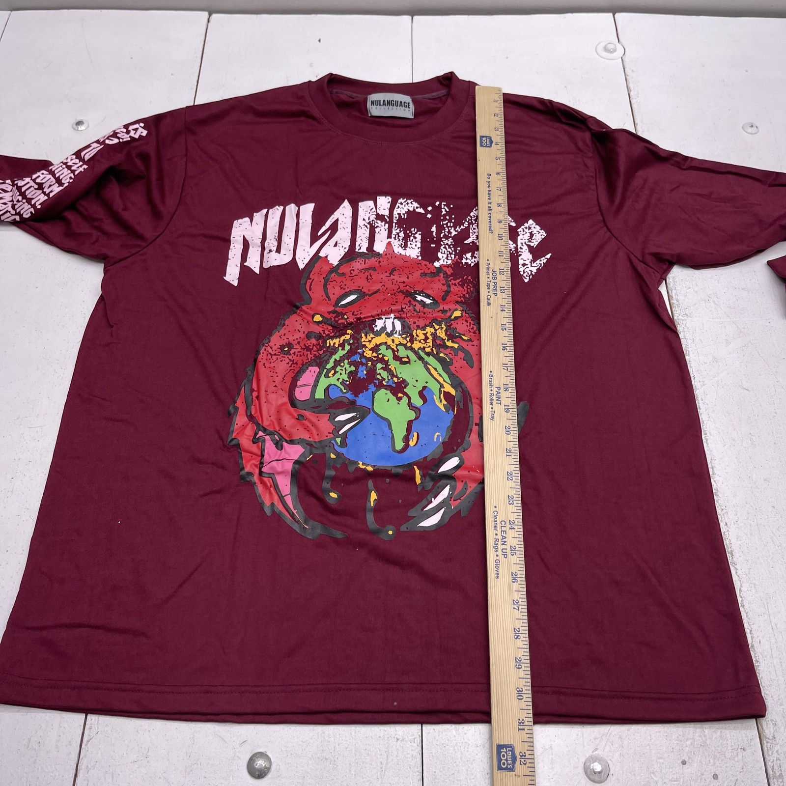NULANGUAGE Collection Shirt Mens XL Red Long Sleeve World Graphic Tee Streetwear
