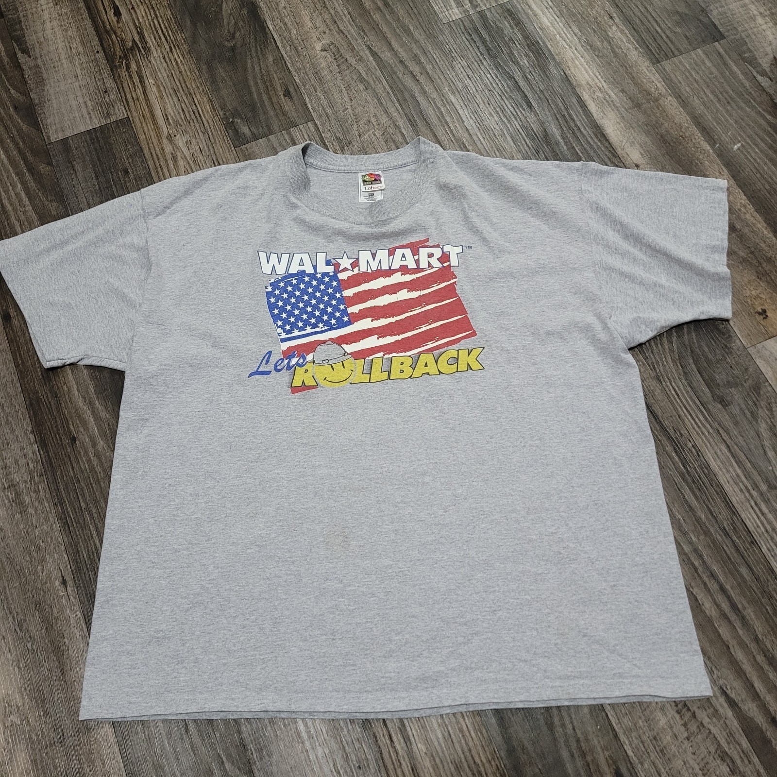 Vintage Walmart Smiley Face T-Shirt Gray “Let’s Rollback” Size XXXL