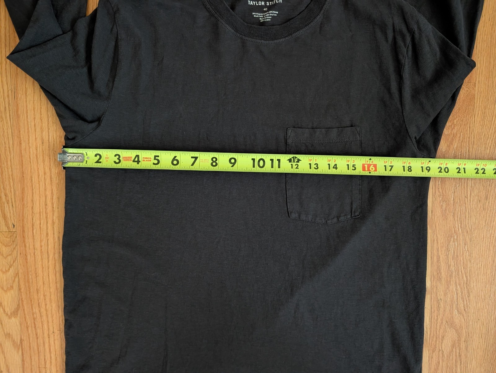 Taylor Stitch The Cotton Hemp Long Sleeve Tee in Charcoal Gray M 40