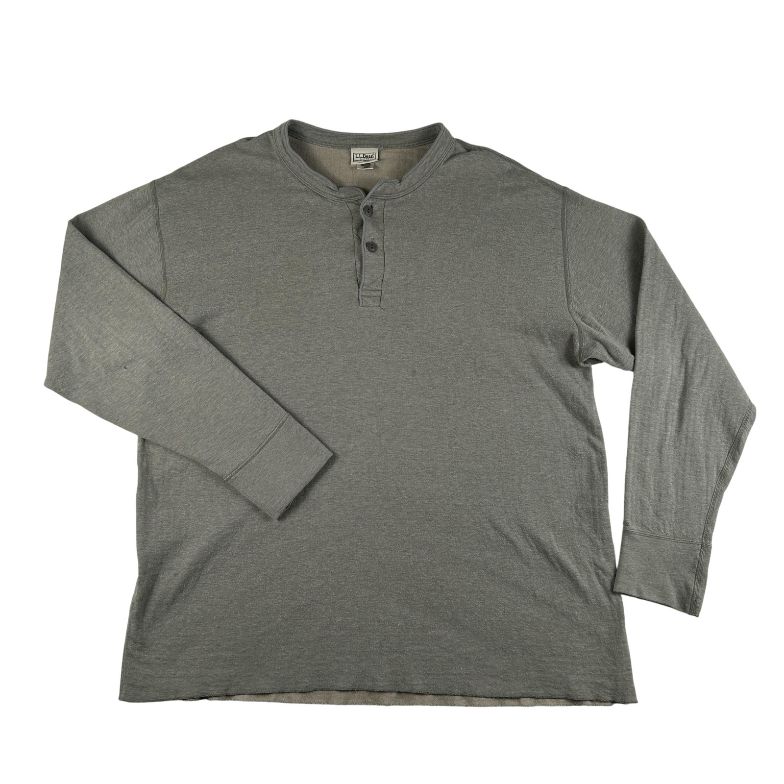Vintage L.L.Bean Shirt Mens XL Long Sleeve Henley Double Layer Cotton Wool Nylon