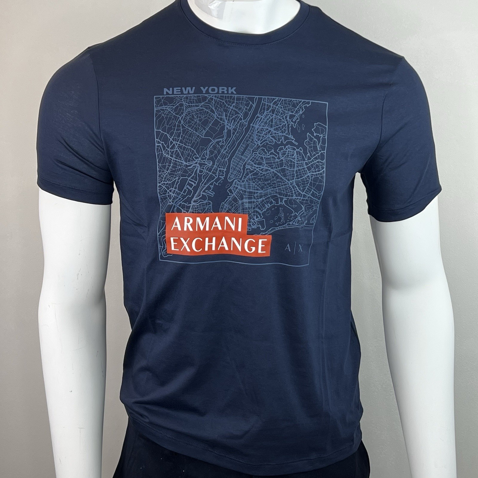 Armani Exchange Men’s Crewneck Short Sleeve Pima Regular Fit T-shirt Navy Logo