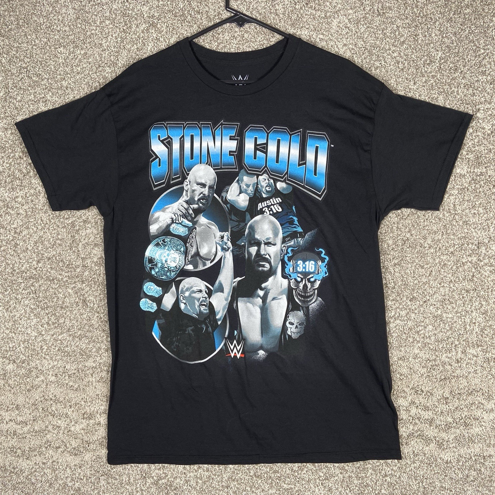 WWE Stone Cold Steve Austin T-Shirt Mens Large Black Wrestling Short Sleeve
