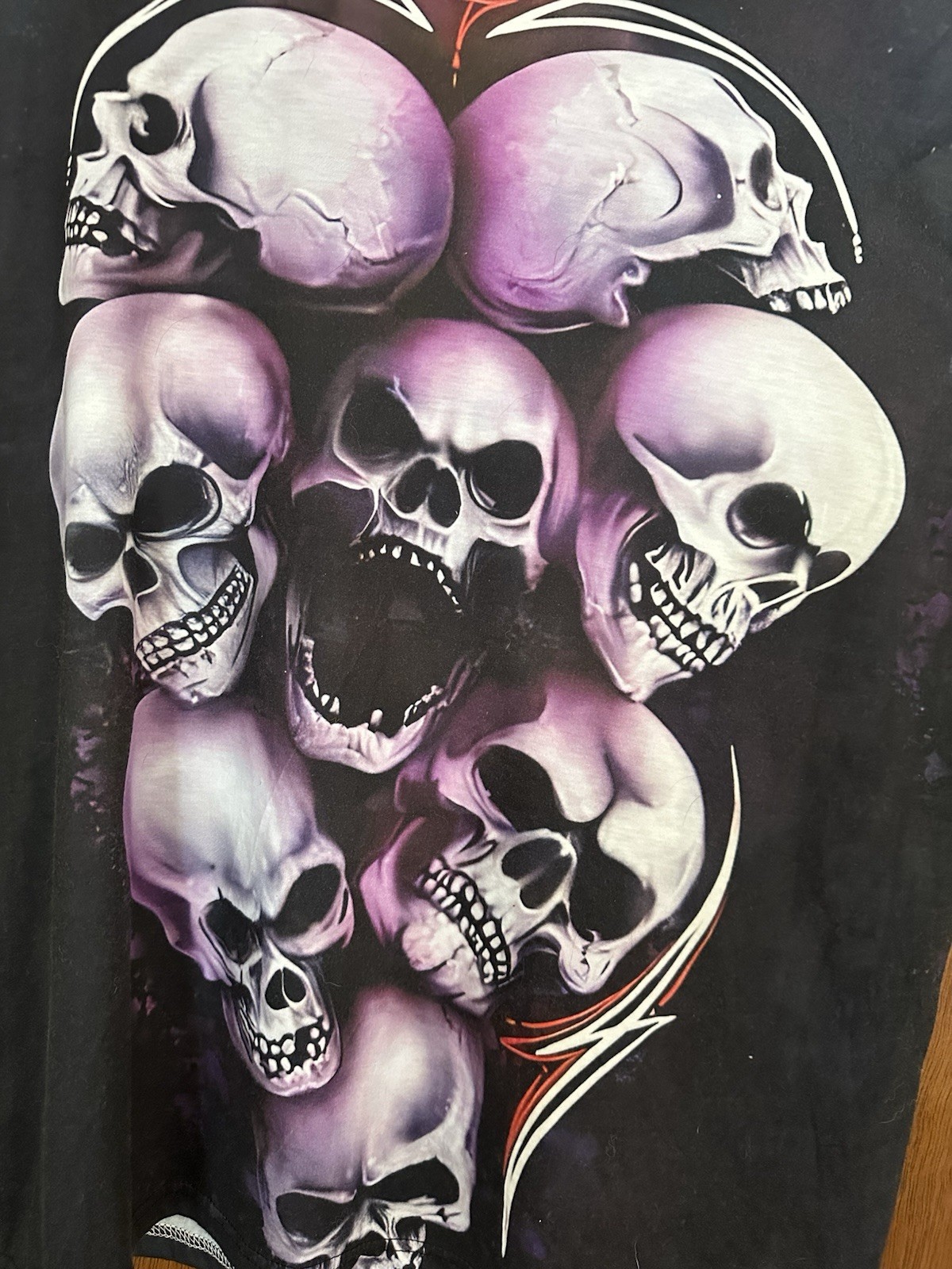 Skulls Shirt Black Purple Grunge Goth Graphic Horror Tee Shirt XL Men’s Woman’s
