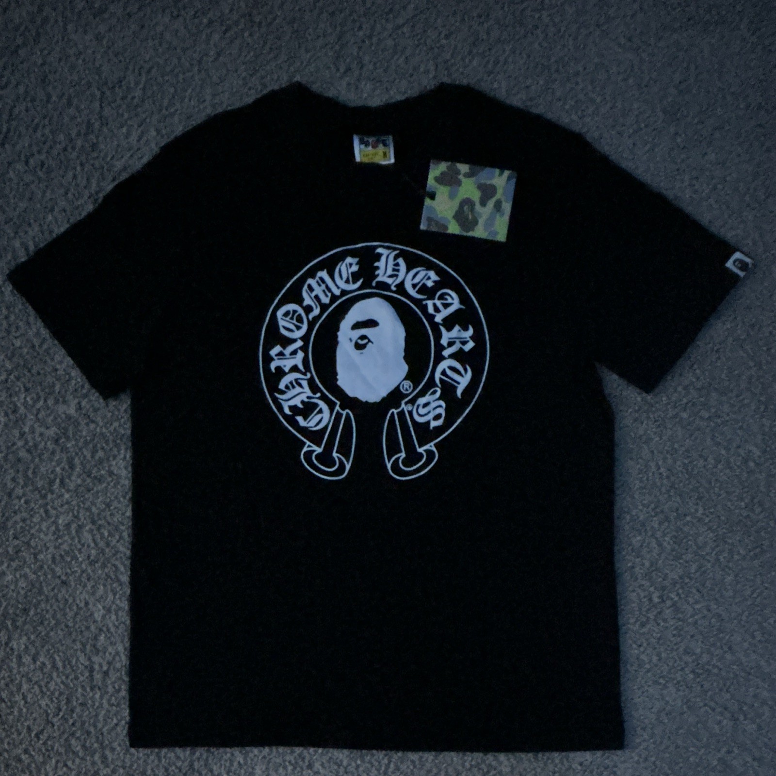 A Bathing Ape BAPE Baby Milo Black Graphic Logo Print Men’s Crew Neck T-Shirt