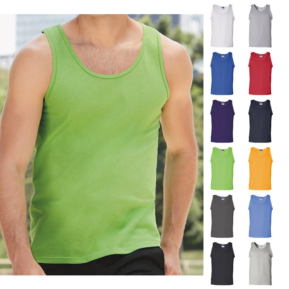 Men’s Ultra Cotton Classic Fit Preshrunk Plain Basic Gym Workout Tank Top 2200